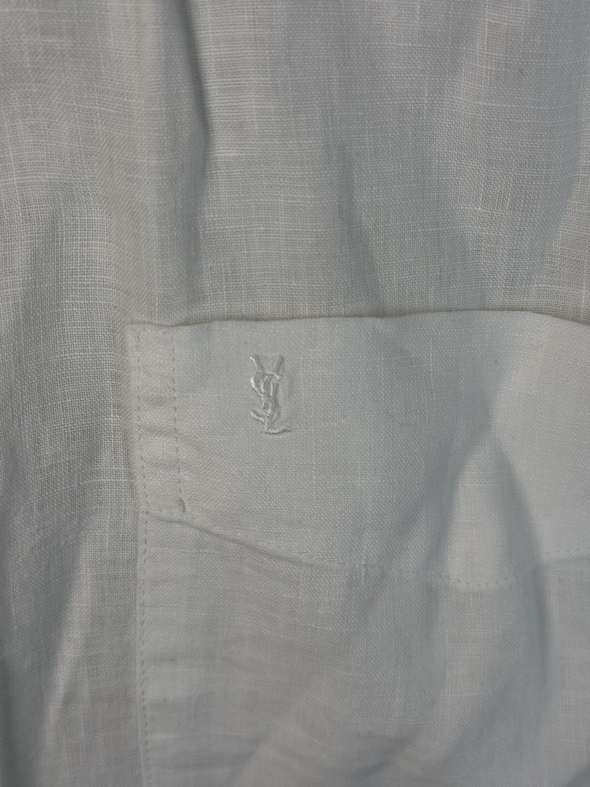 Yves Saint Laurent 100% Linen YSL Shirt White Button Up Size US L / EU 52-54 / 3 - 2 Thumbnail