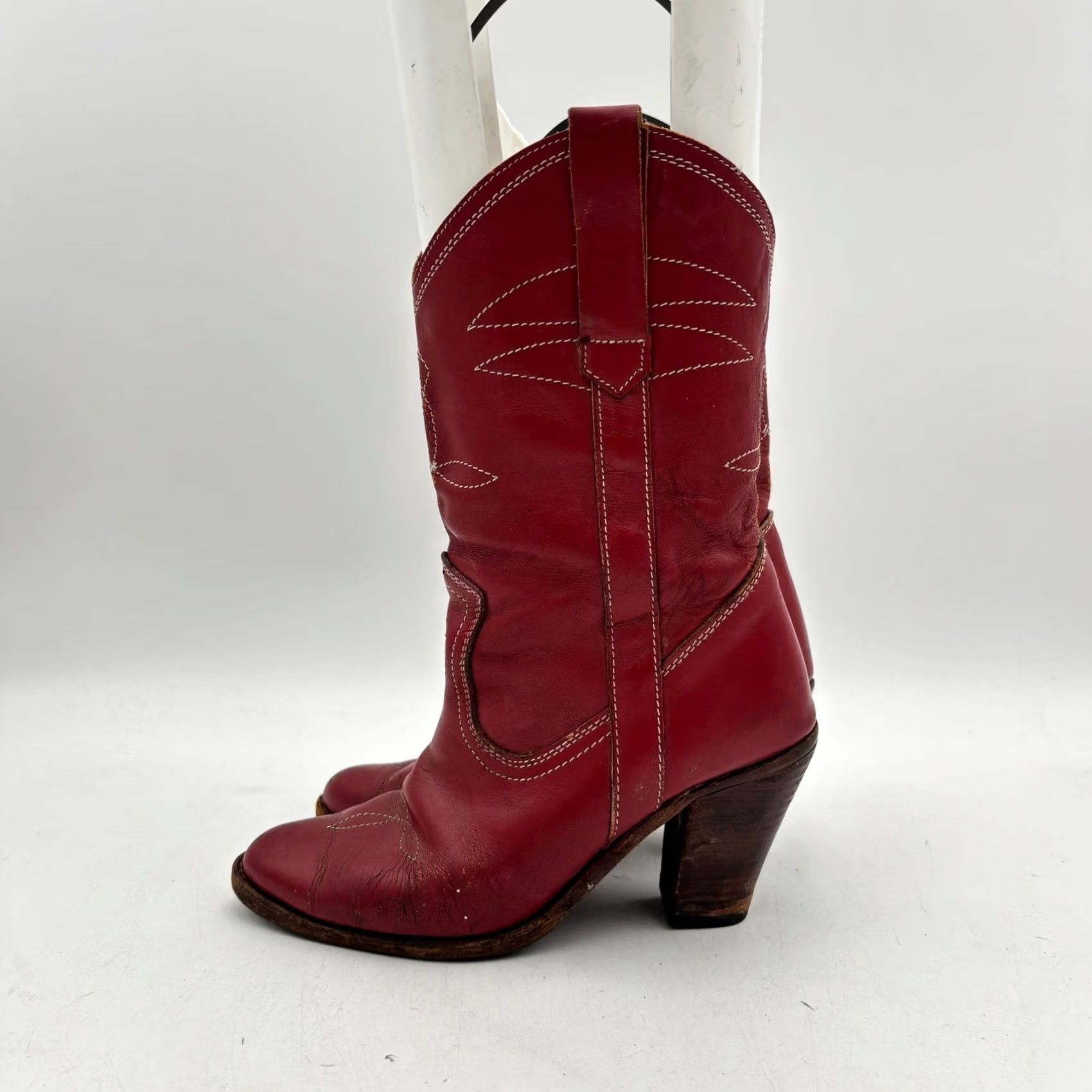 Vintage VINTAGE Women's 8 Red Western Boots Bootie Heeled Cowboy Size US 8 / IT 38 - 5 Thumbnail