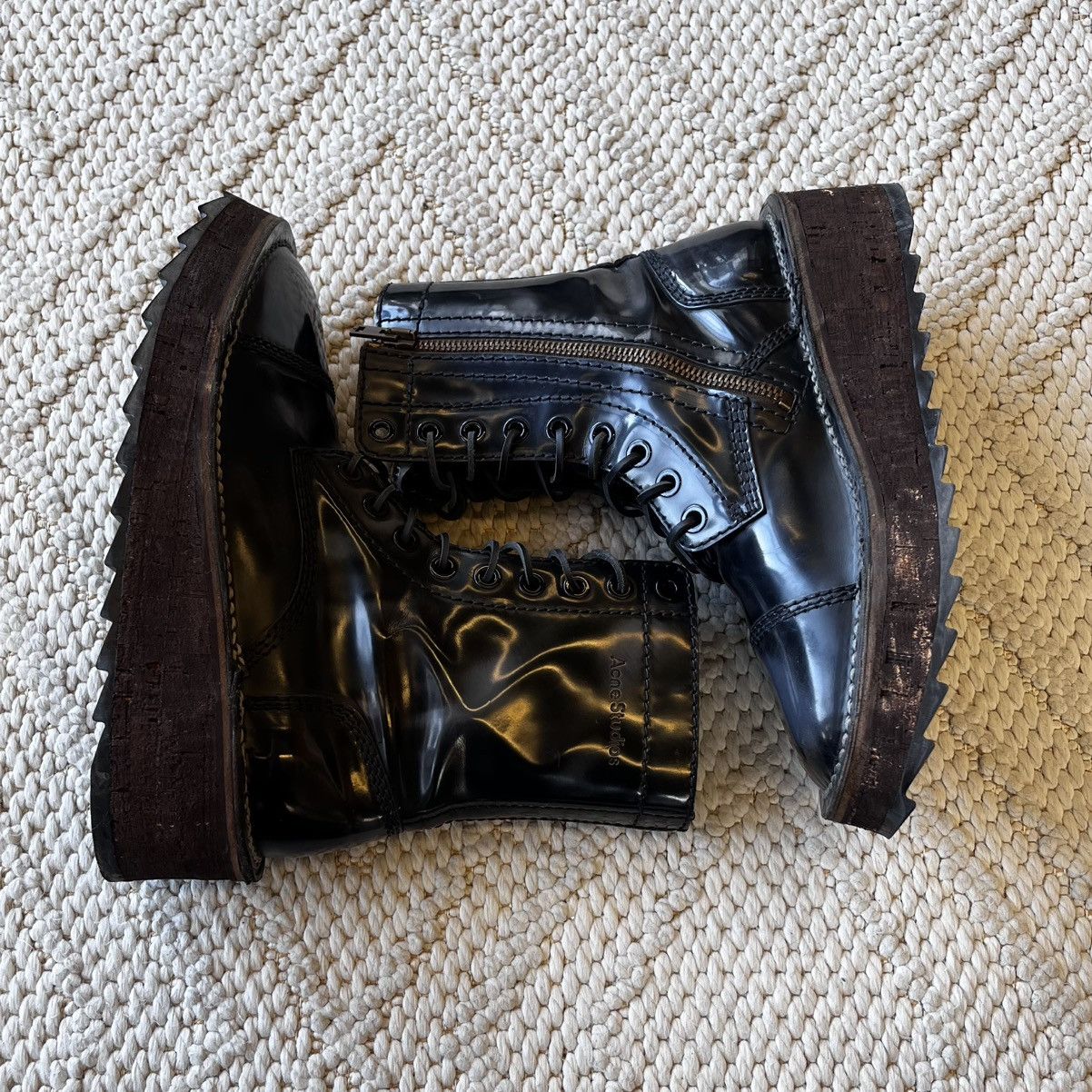 Acne Studios Acne Studios patent leather cork platform combat boots Size US 10 / EU 43 - 6 Thumbnail