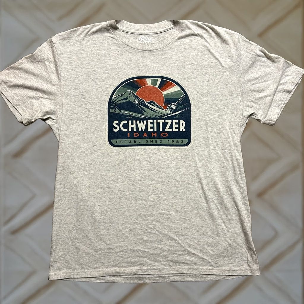 Vintage Schweitzer Mountain Resort Sandpoint Idaho Men’s T Shirt Gray L Medium Mens Short Sleeve T-Shirt Blue 84 Size US L / EU 52-54 / 3 - 1 Thumbnail