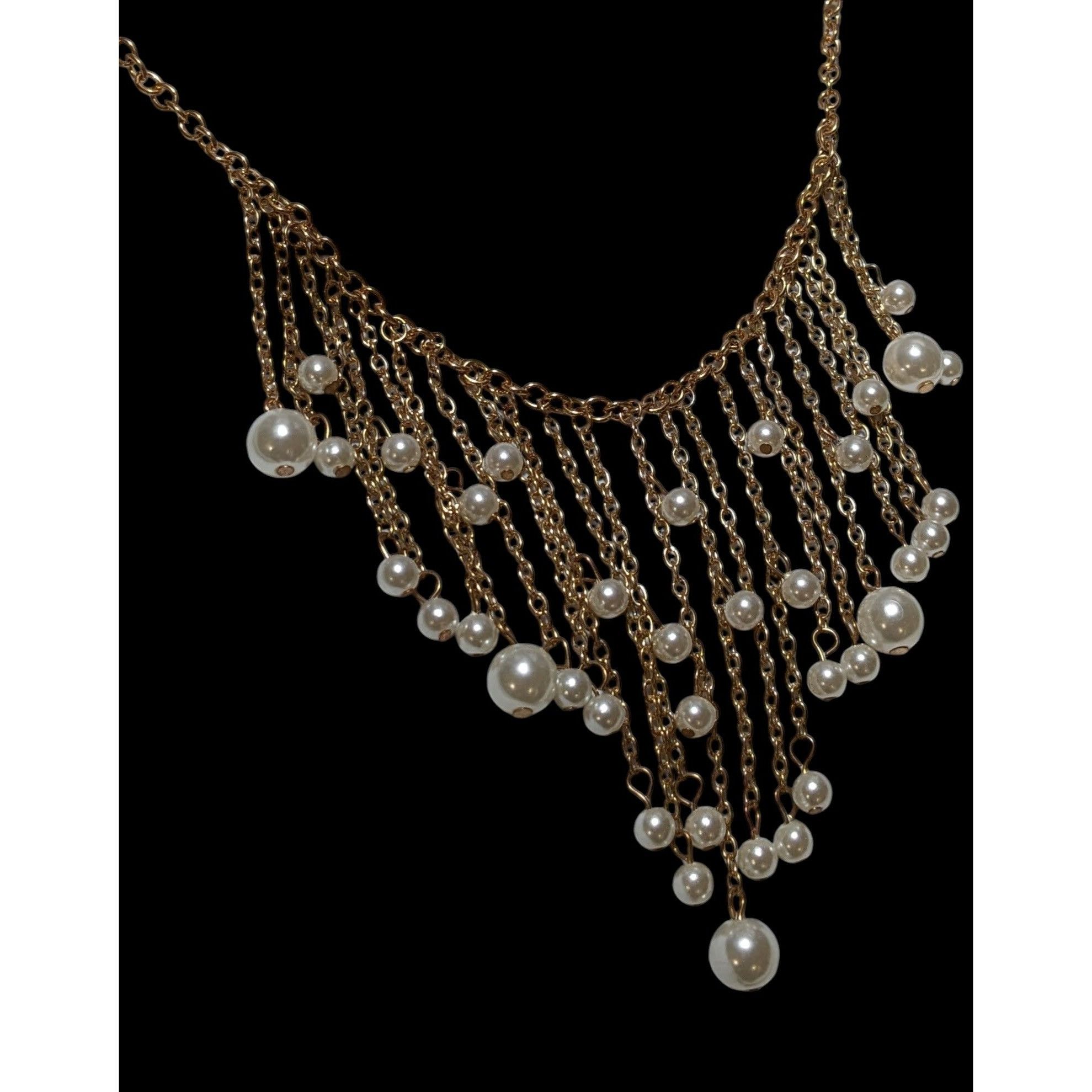 Other Elegant Glam Gold Chain Pearl Fringe Necklace Size ONE SIZE - 3 Thumbnail