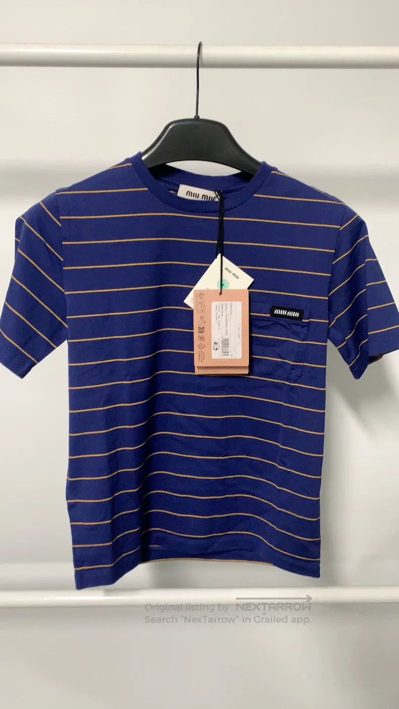 Miu Miu Miu Miu Size M Blue striped short sleeve T-shirt Size M / US 6-8 / IT 42-44 - 2 Thumbnail