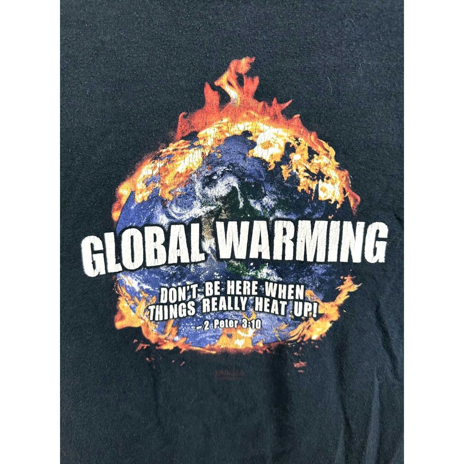 Gildan VTG Global Warming Jesus Christian Don't Be Here When Things Heat Up T-Shirt S Shirt Mens Black 90s Jesus Christian VTG Gildan Size US S / EU 44-46 / 1 - 3 Thumbnail