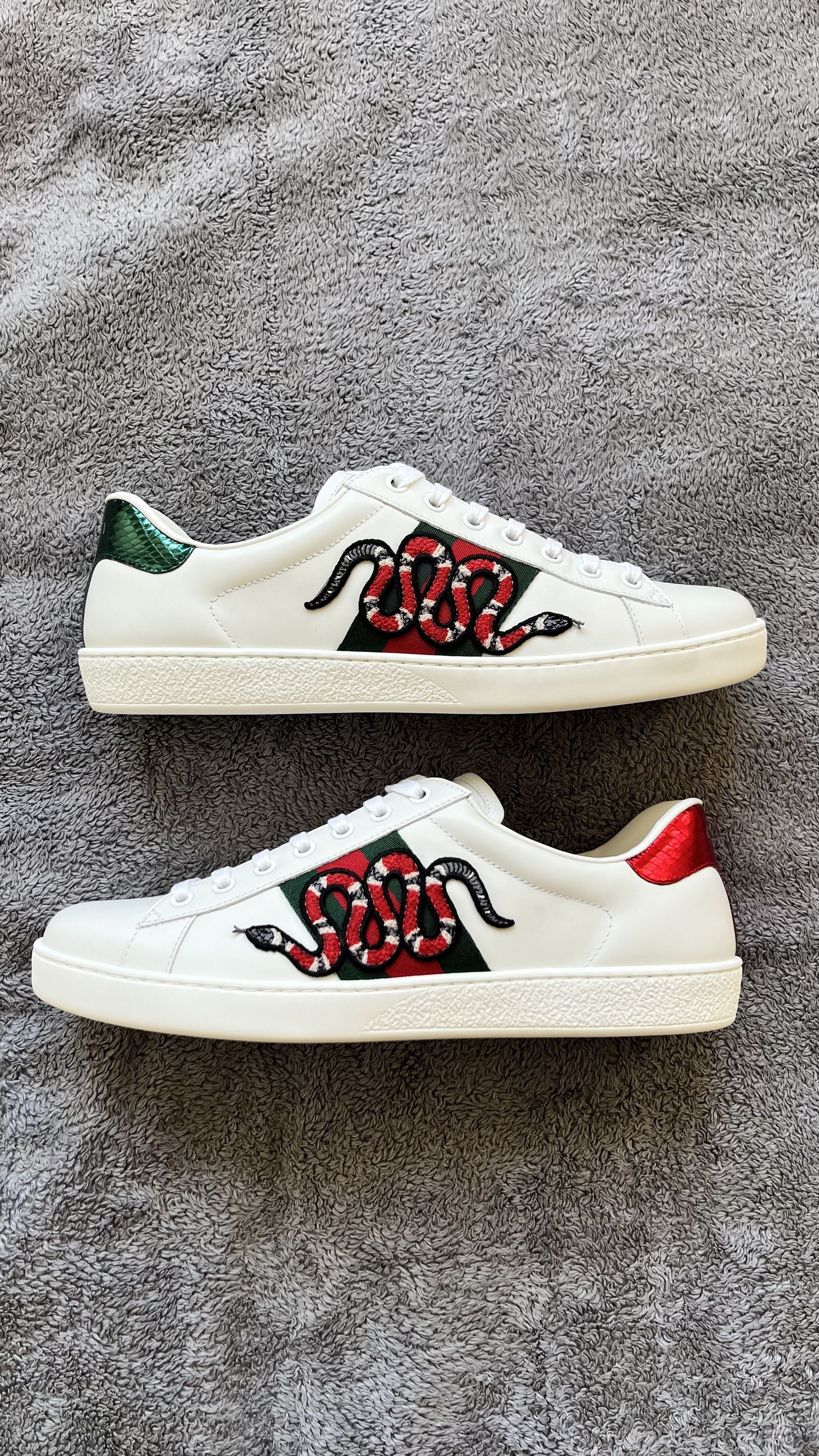 Gucci Gucci Ace Embroidered Snake Sneakers – White Size US 9 / EU 42 - 2 Thumbnail