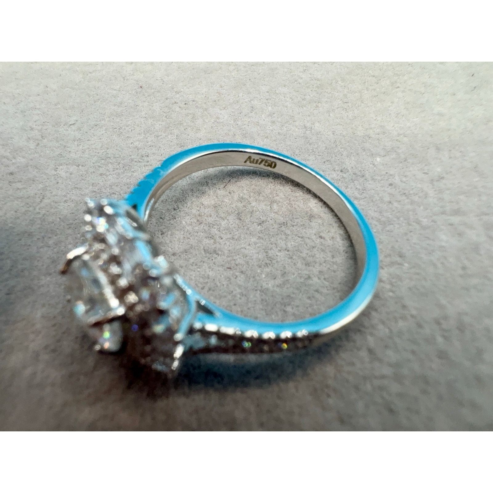 Jewelry Stunning 2CTW Moissanite Ring in AU750 (75% White Gold) Sz 9 Size ONE SIZE - 7 Thumbnail