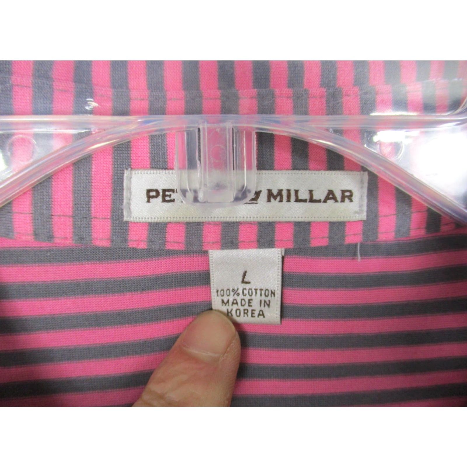 Peter Millar Peter Millar Polo Shirt Mens L Pink Gray Striped 100% Cotton Golf Collared Shirt Size US L / EU 52-54 / 3 - 3 Thumbnail