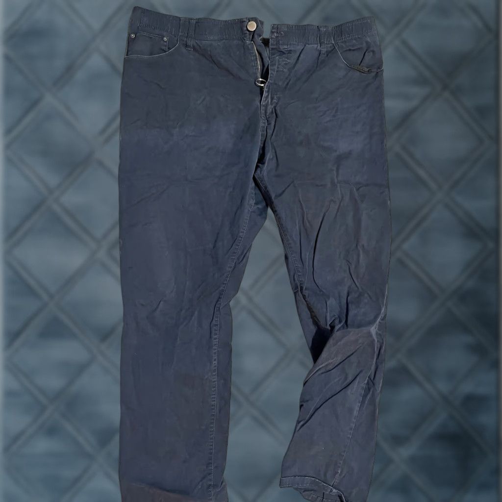 PD&C PD&C Pants Mens 42x32 Casual Chino Flat Front Navy Blue Slim Tapered Regular 42in Blue Cotton Chino Pants Mens Size US 42 / EU 58 - 1 Thumbnail
