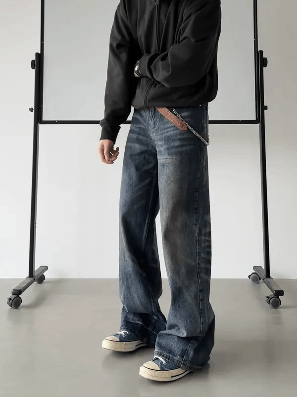 Jean Natsumi x azawa Blue Baggy Washed Wide Leg Jeans Size US 33 - 3 Thumbnail