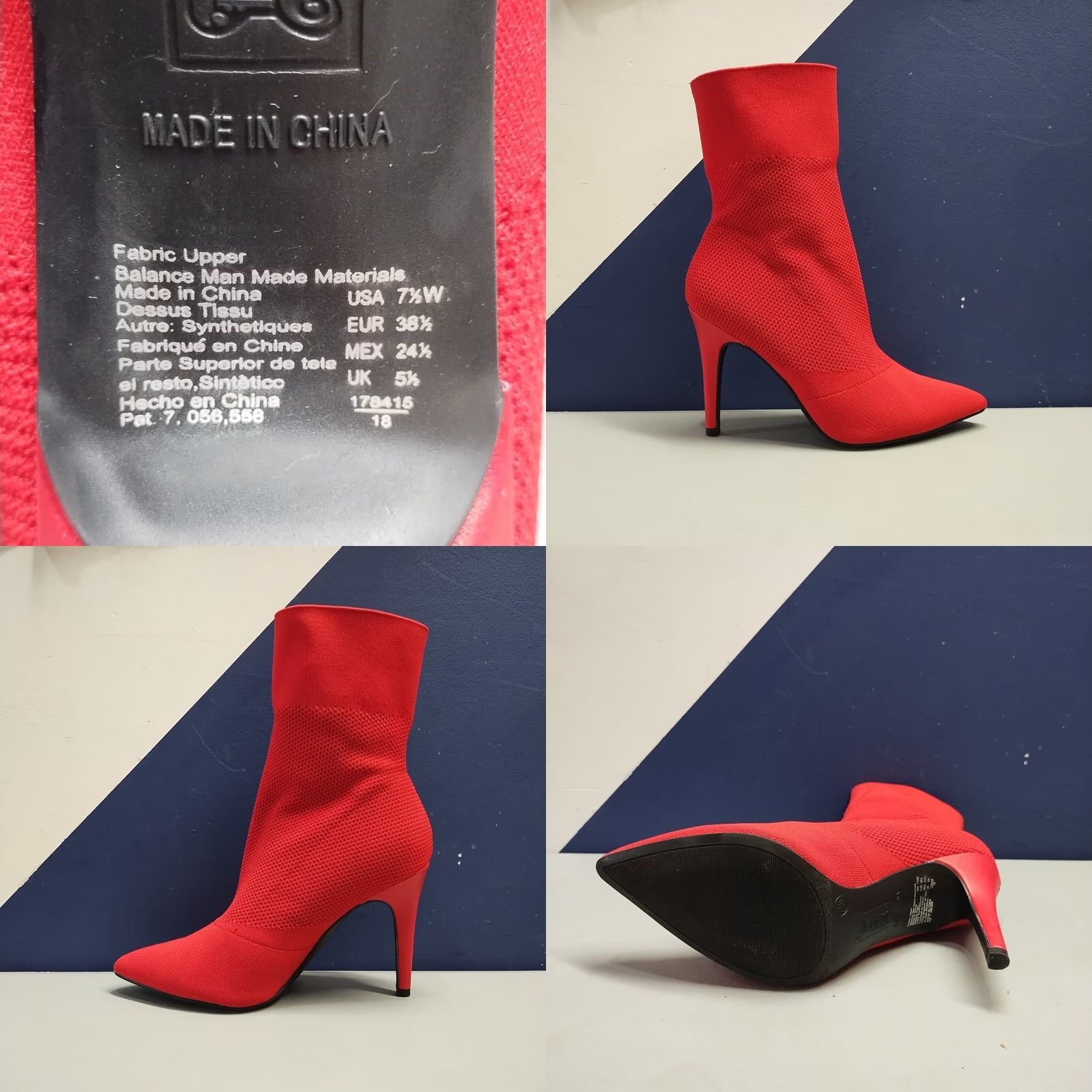 Vintage R.Rash Stiletto Heels Womens US Size 7.5W Red Fabric Upper Pointed Toe Pull On NWOB Size: Womens Size 7.5W Mens? Size US 8 / IT 38 - 8 Thumbnail