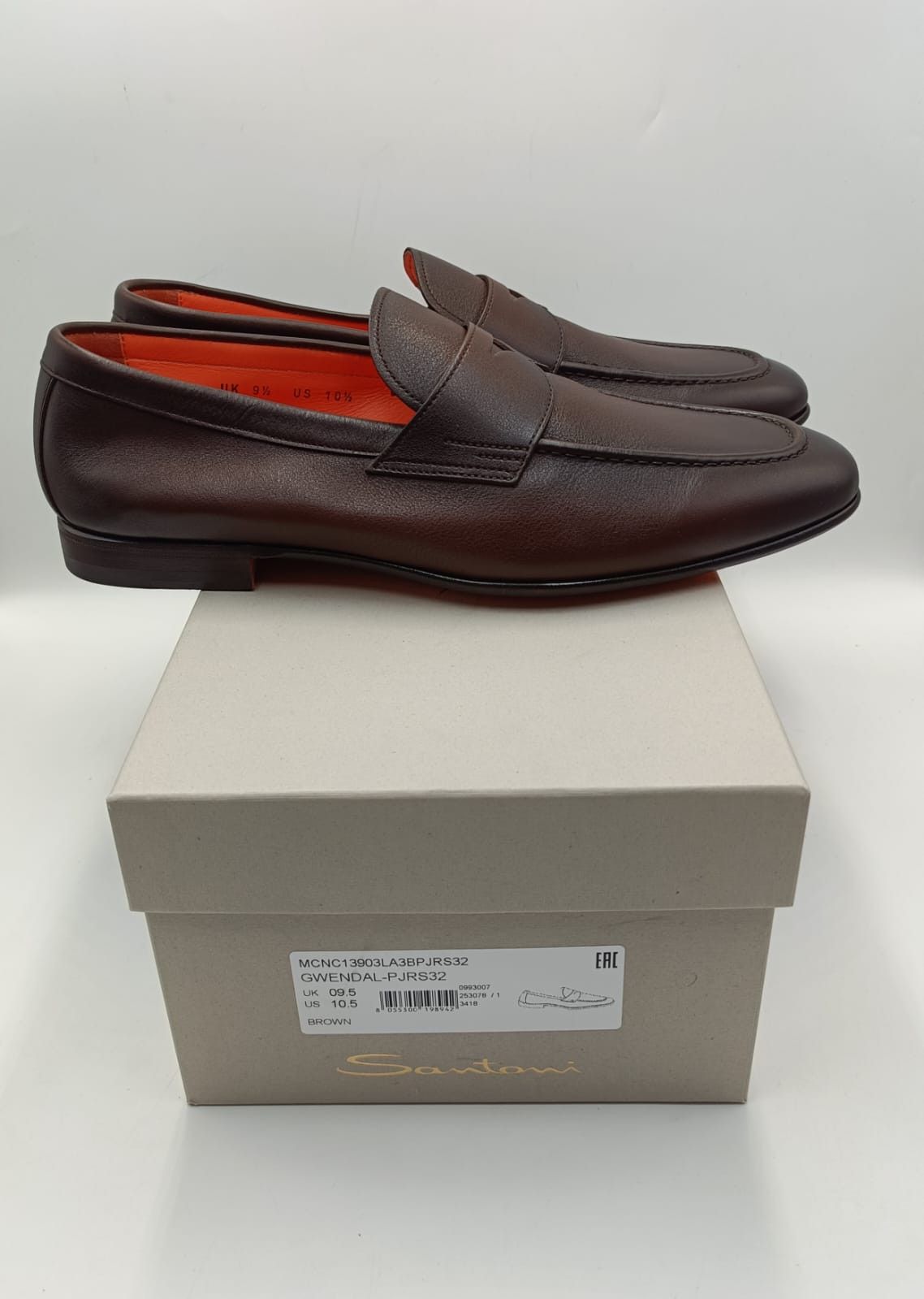 Santoni Santoni Brown Leather Loafers Size US 10.5 / EU 43-44 - 3 Thumbnail