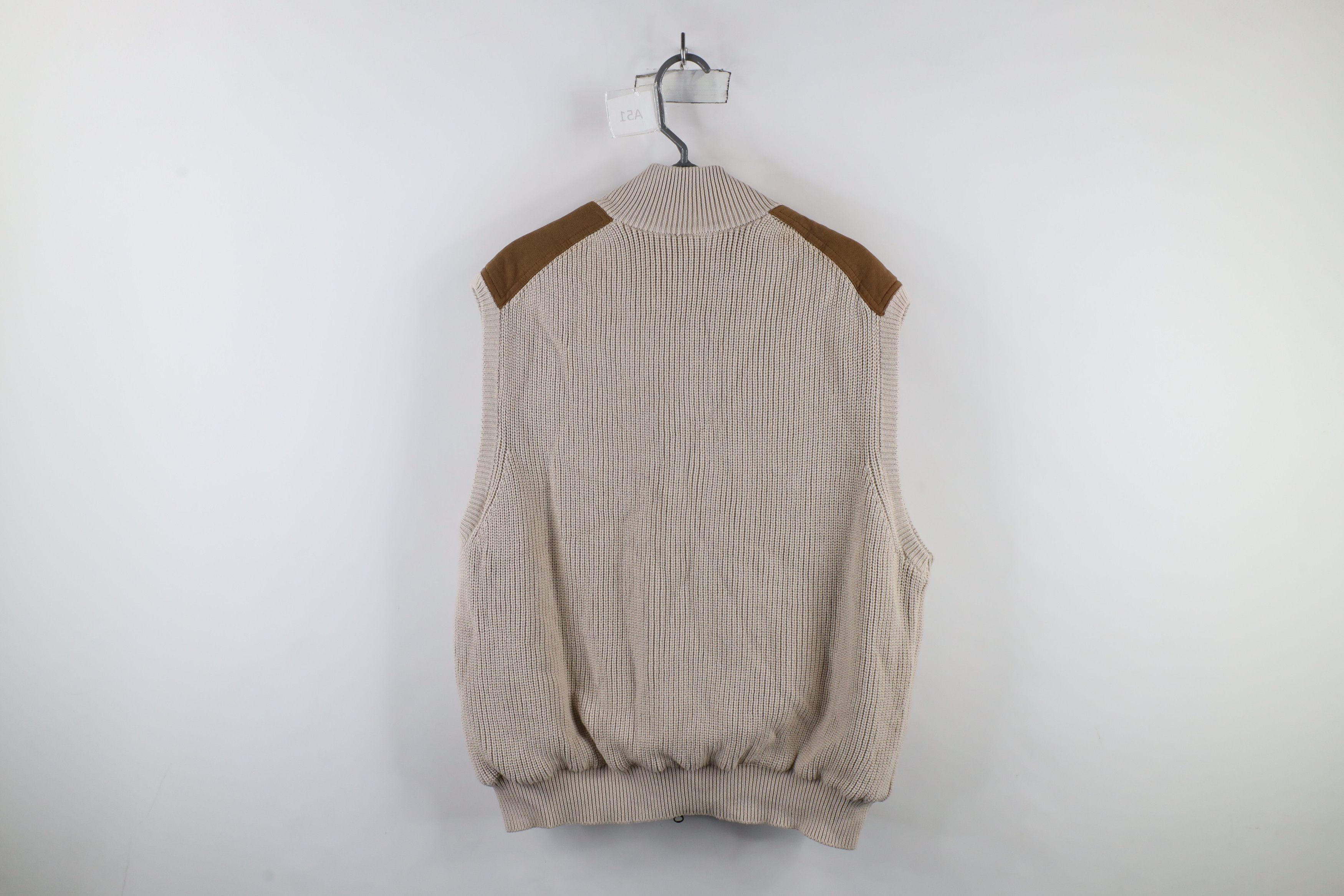 Orvis × Vintage Vintage Orvis Suede Trim Ribbed Knit Sweater Vest Jacket Size US XXL / EU 58 / 5 - 12 Thumbnail