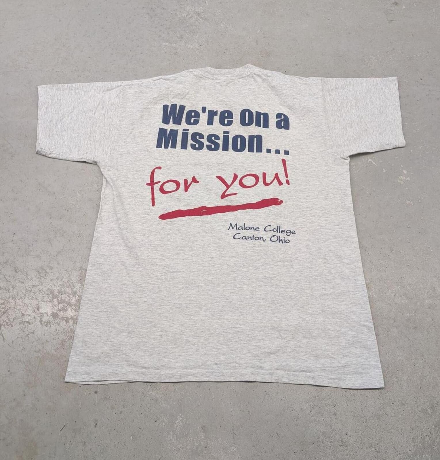 Vintage Vintage 90s Malone College Ohio We're On A Mission T-shirt Size US L / EU 52-54 / 3 - 3 Thumbnail