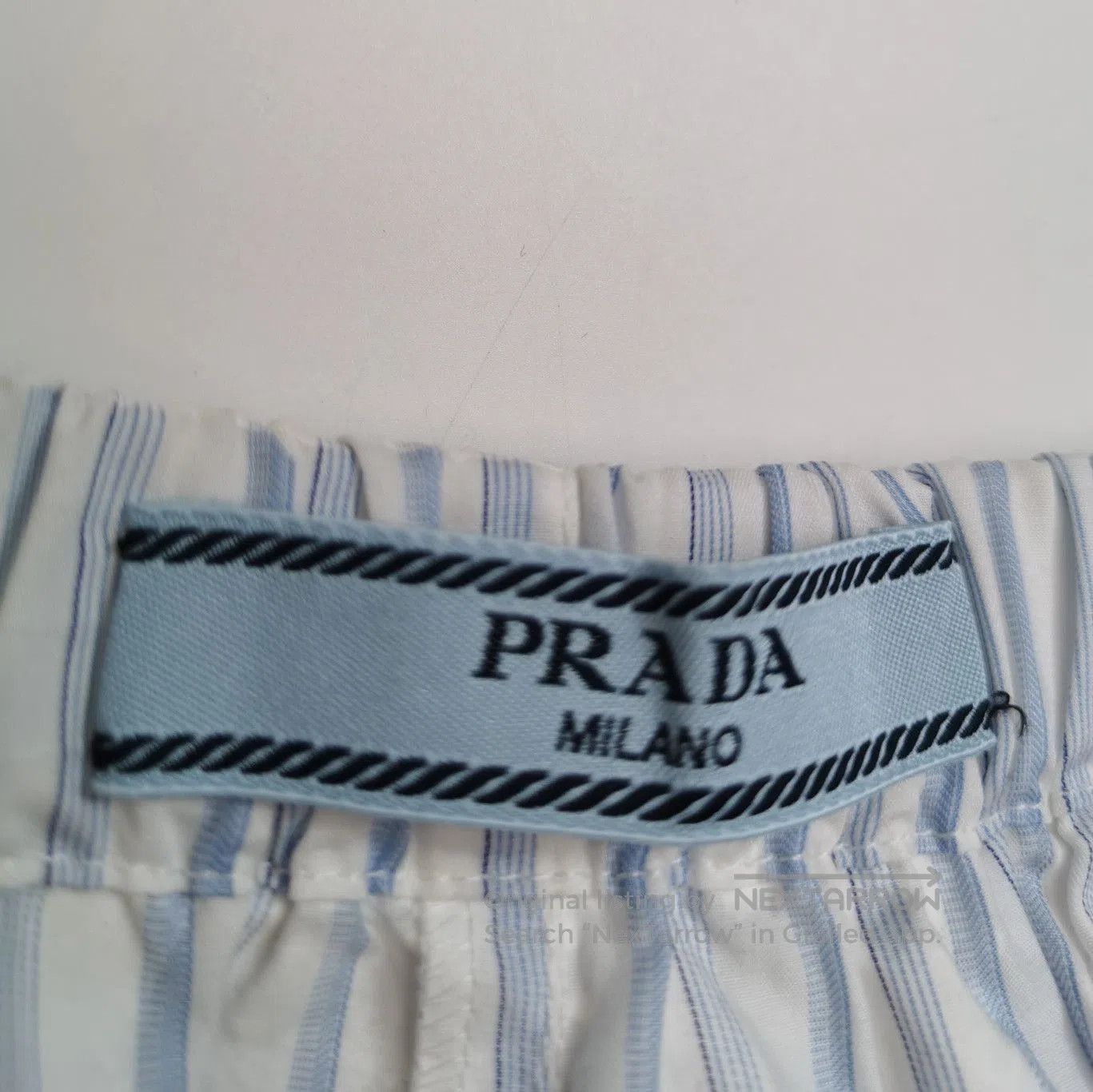 Prada Prada Striped Logo Cotton Shorts for Women . Size 35" - 6 Thumbnail