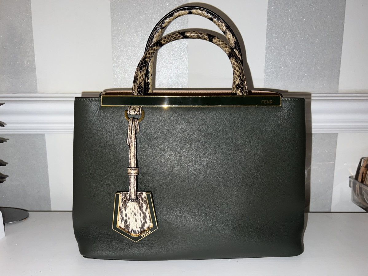 Fendi Fendi 2Jours Green Leather, Snakeskin Handle Limited Edition Size ONE SIZE - 1 Thumbnail