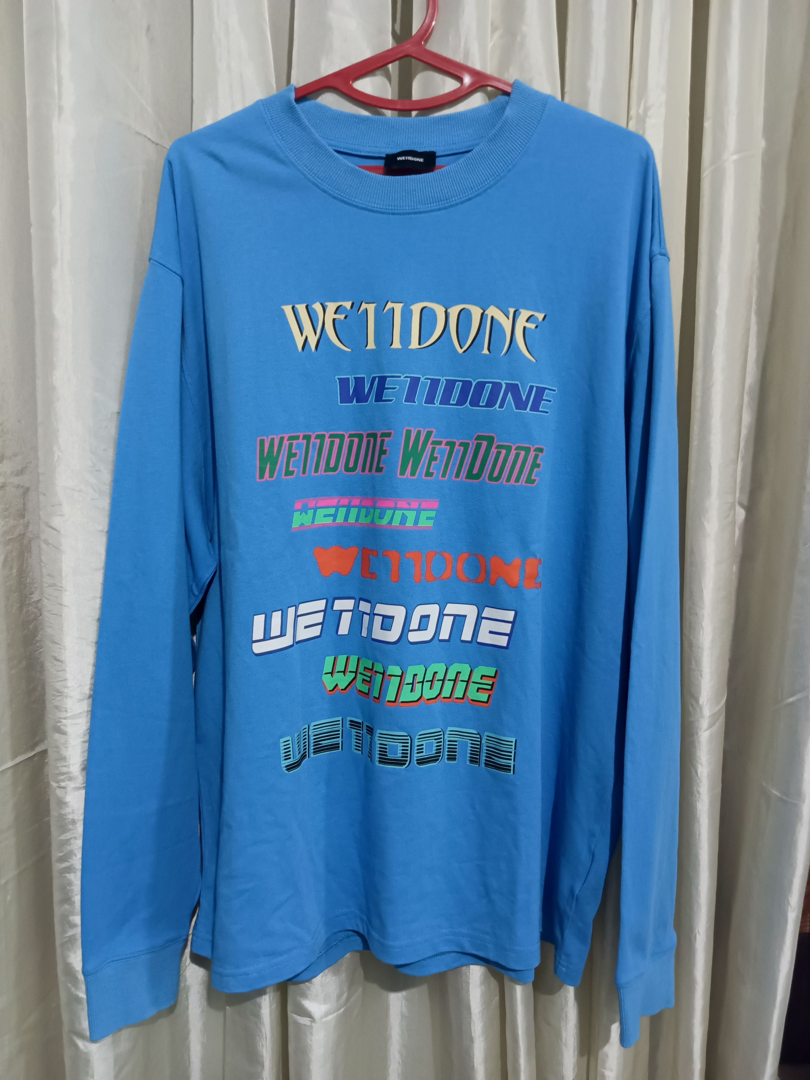 WE11DONE We11done Blue "WordArt" Multi-Logo Long Sleeve Size US L / EU 52-54 / 3 - 1 Thumbnail