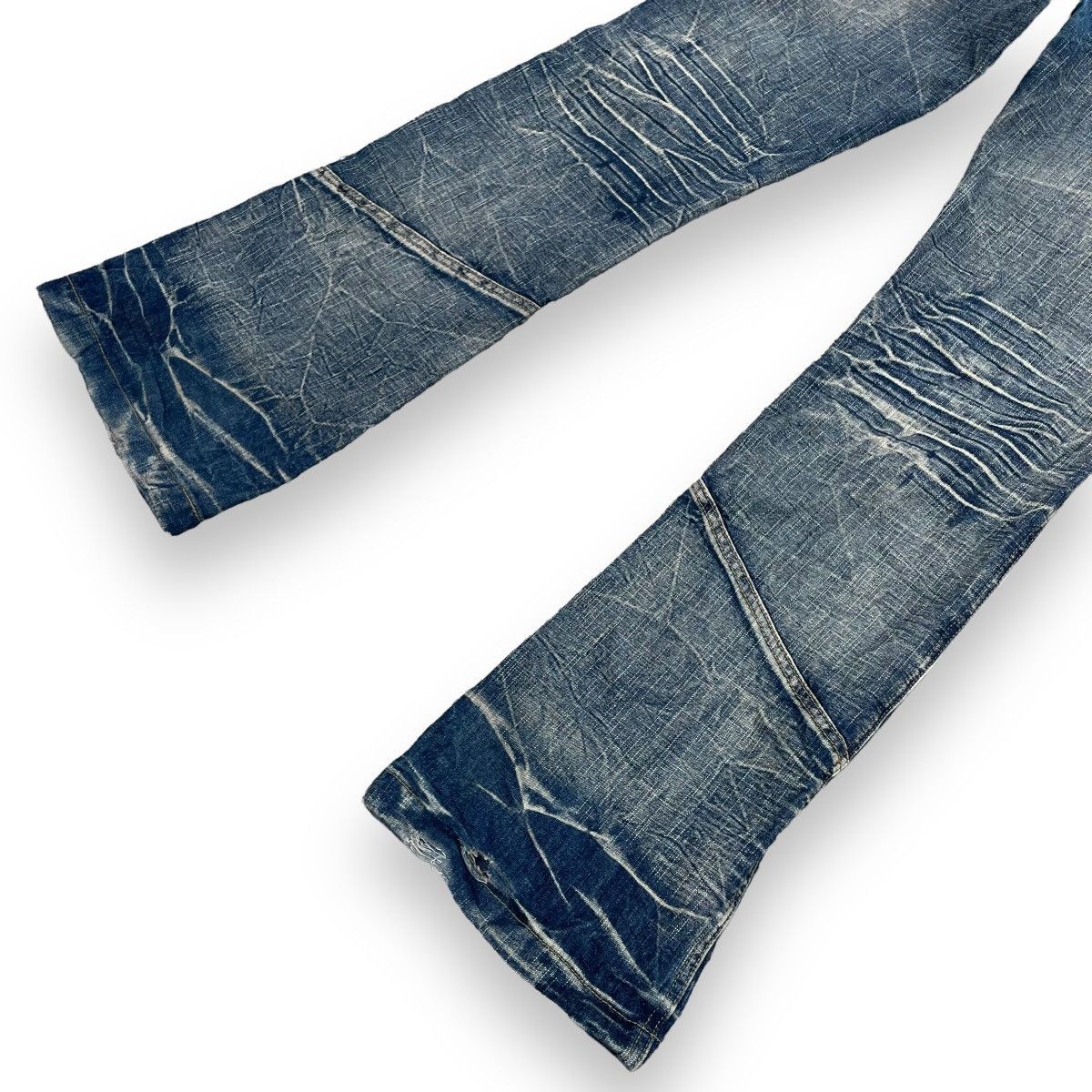 If Six Was Nine × Japanese Brand × Le Grande Bleu (L.G.B.) 🇯🇵 BLACK CROBON WASHED RUSTY FLARE DENIM PANTS Size US 34 / EU 50 - 8 Thumbnail