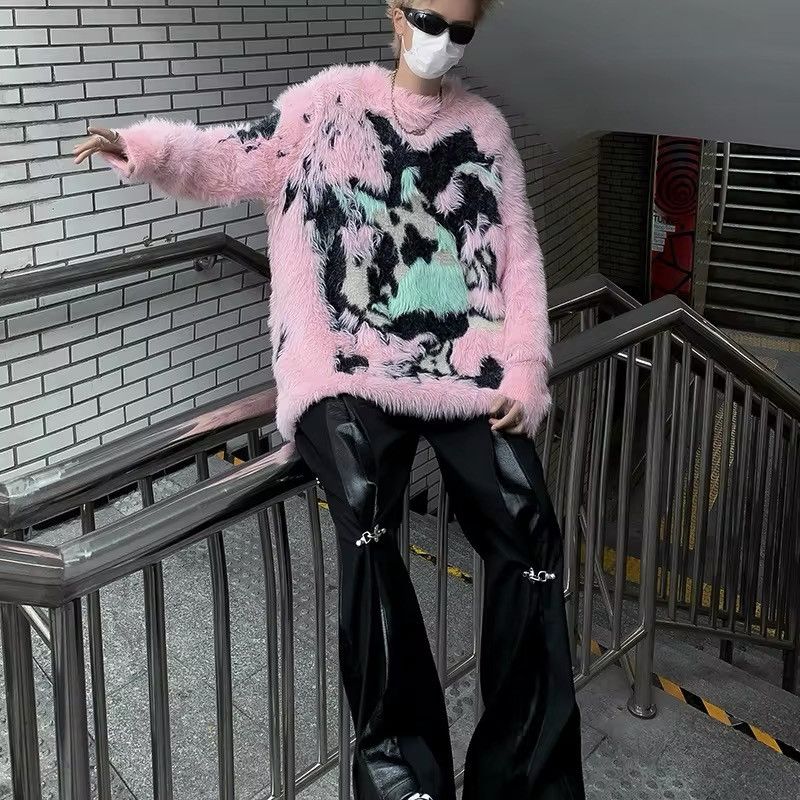 Japanese Brand Streetwear Design Graffiti Pink Sweater Pullover Size US M / EU 48-50 / 2 - 4 Thumbnail