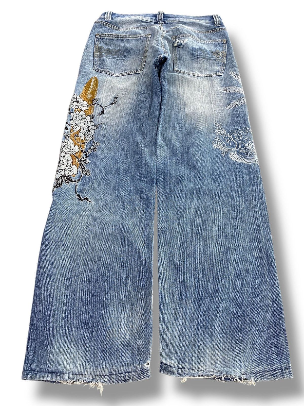Japanese Brand Japanese Brand Whiskered Faded Blue Wash Straight Leg Jeans Size US 30 / EU 46 - 3 Thumbnail