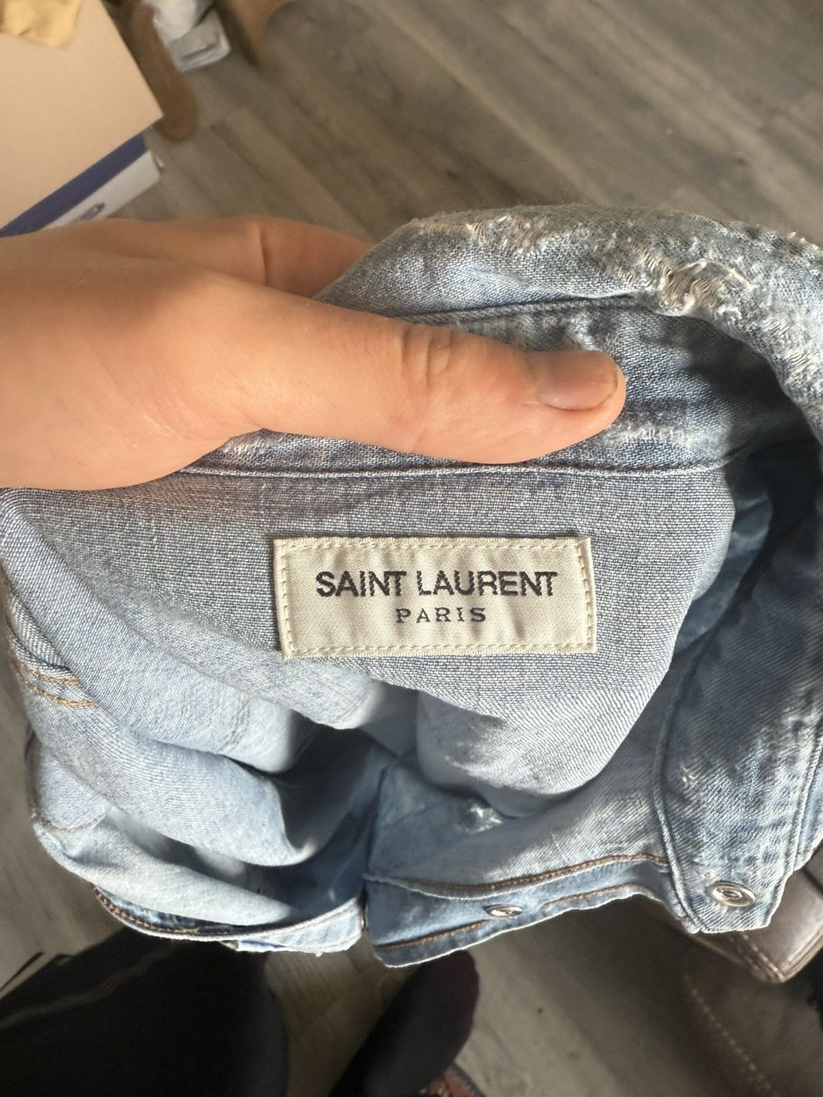 Saint Laurent Paris Distressed Western Denim Shirt Size US S / EU 44-46 / 1 - 11 Thumbnail