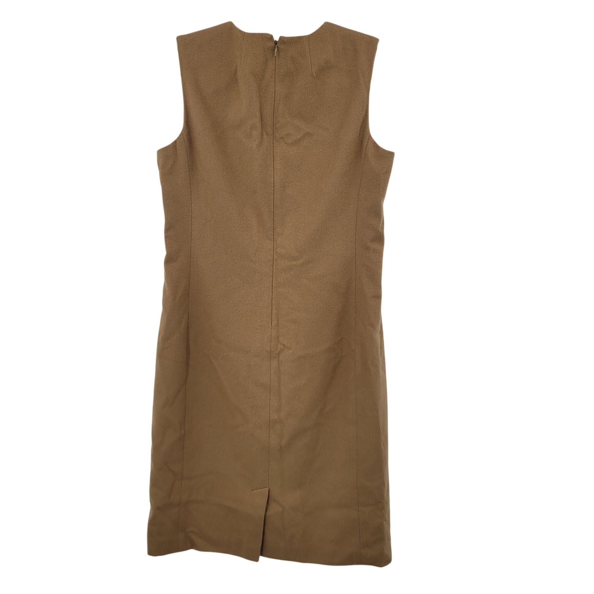 Saks Fifth Avenue Vtg 70s Saks Fifth Avenue Wool Blend Sleeveless Camel Sheath Size L / US 10 / IT 46 - 6 Thumbnail