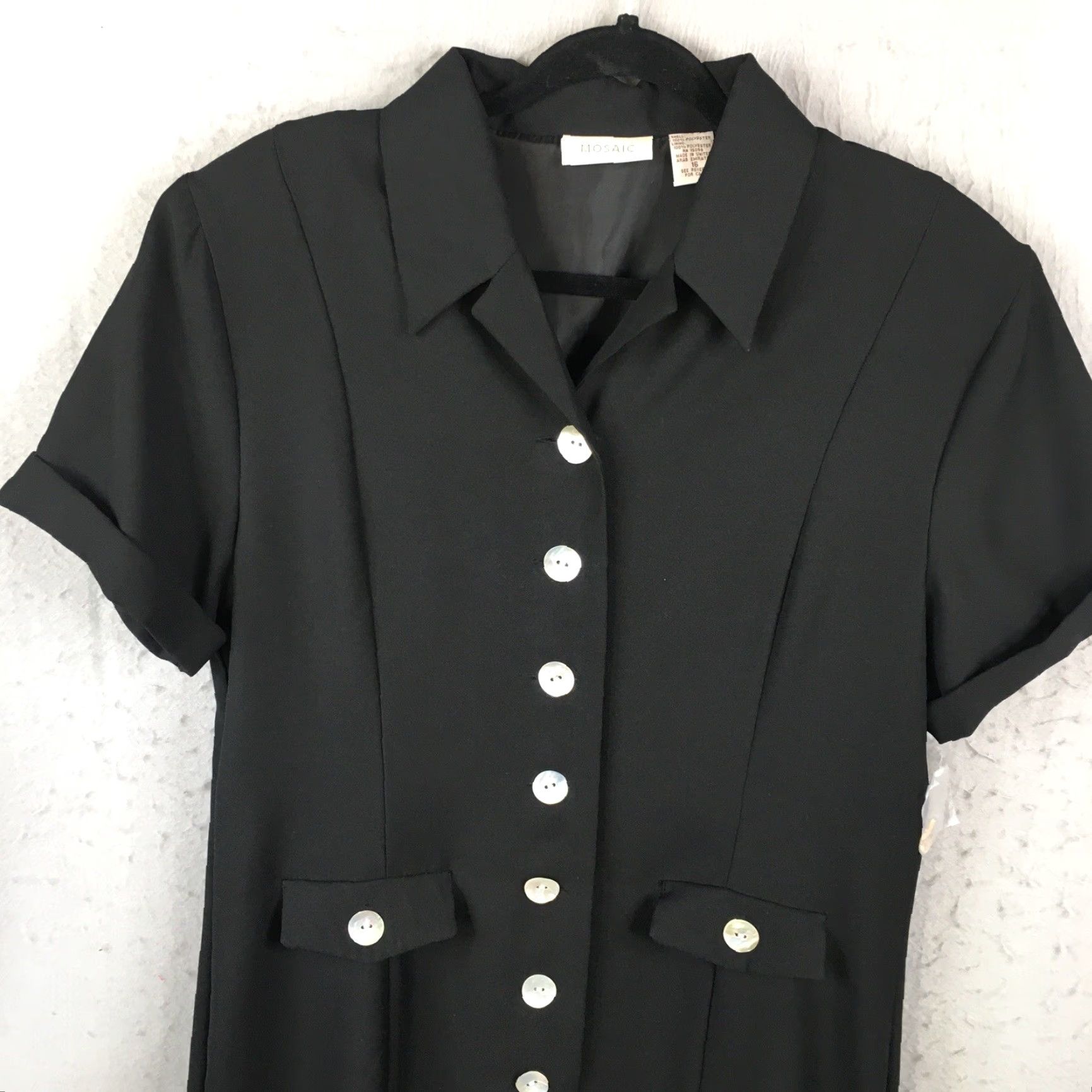 Vintage VINTAGE Mosaic Maxi Dress Womens 16 Black Shell Button Front Career Office Classic NEW Dress Size XXL / US 16-18 / IT 52-54 - 3 Thumbnail