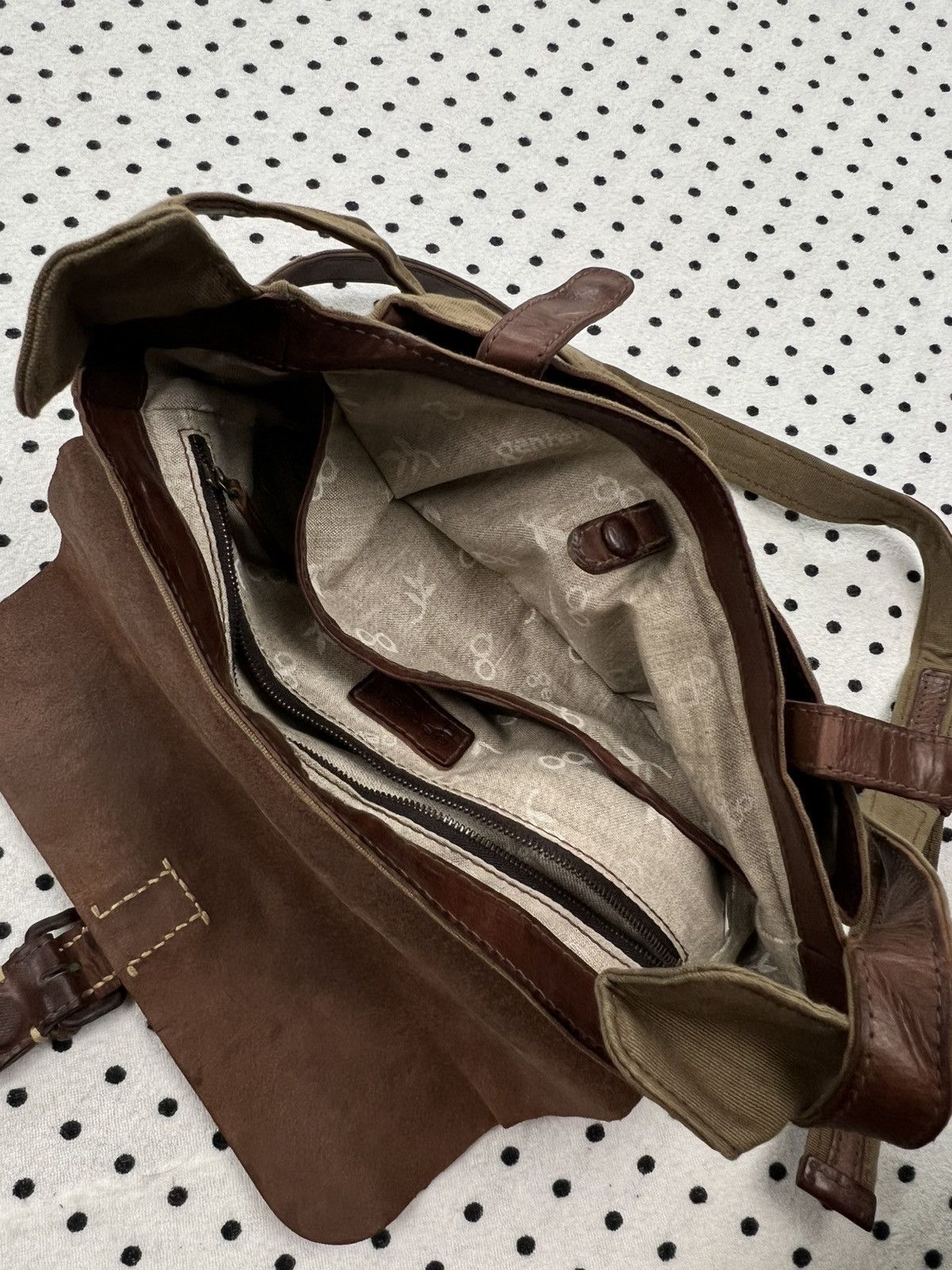 Japanese Brand Genten Canvas/Leather Crossbody Bag Size ONE SIZE - 11 Thumbnail