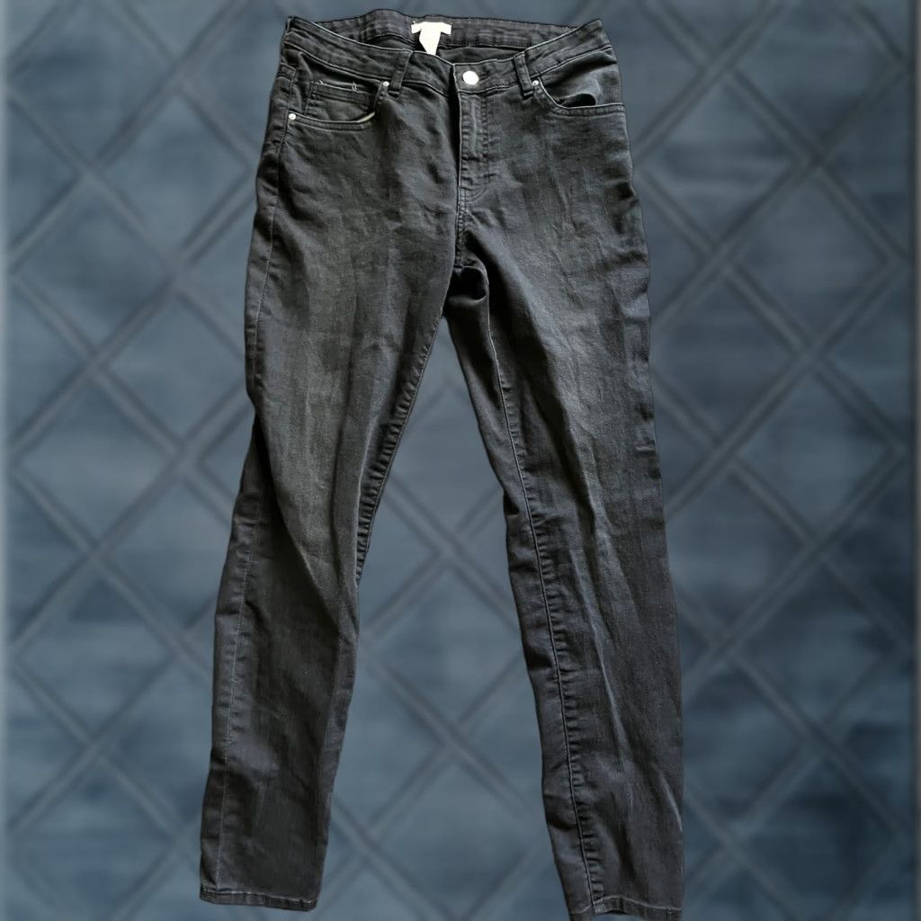 H&M H&M Womens High Rise Skinny Jeans 12 Black Solid Zip Up Size 34" / US 12 / IT 48 - 1 Thumbnail