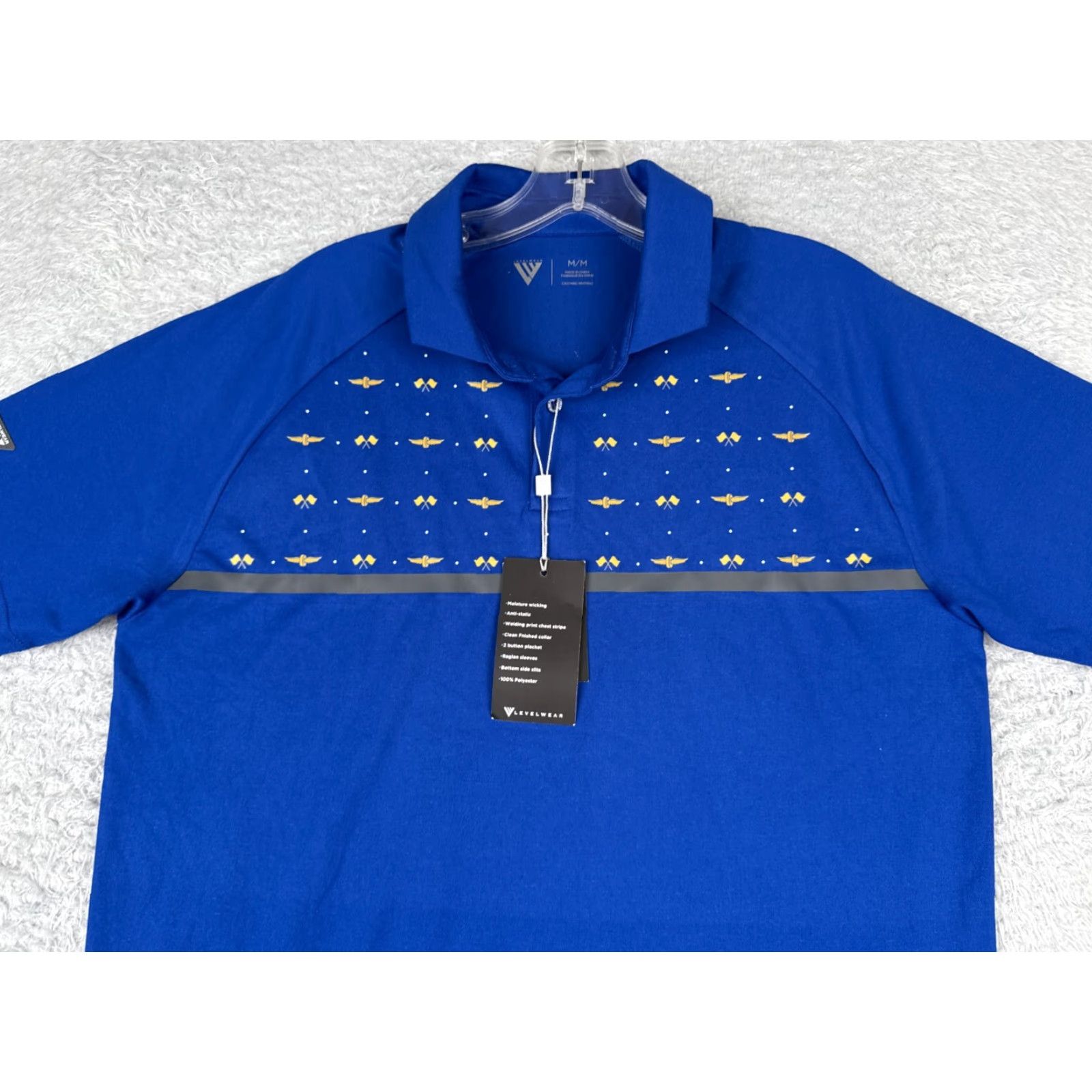 Vintage Levelwear Indycar Polo Shirt Men Medium Blue Short Sleeve Polo Golf Polyester Shirt Size US M / EU 48-50 / 2 - 4 Thumbnail