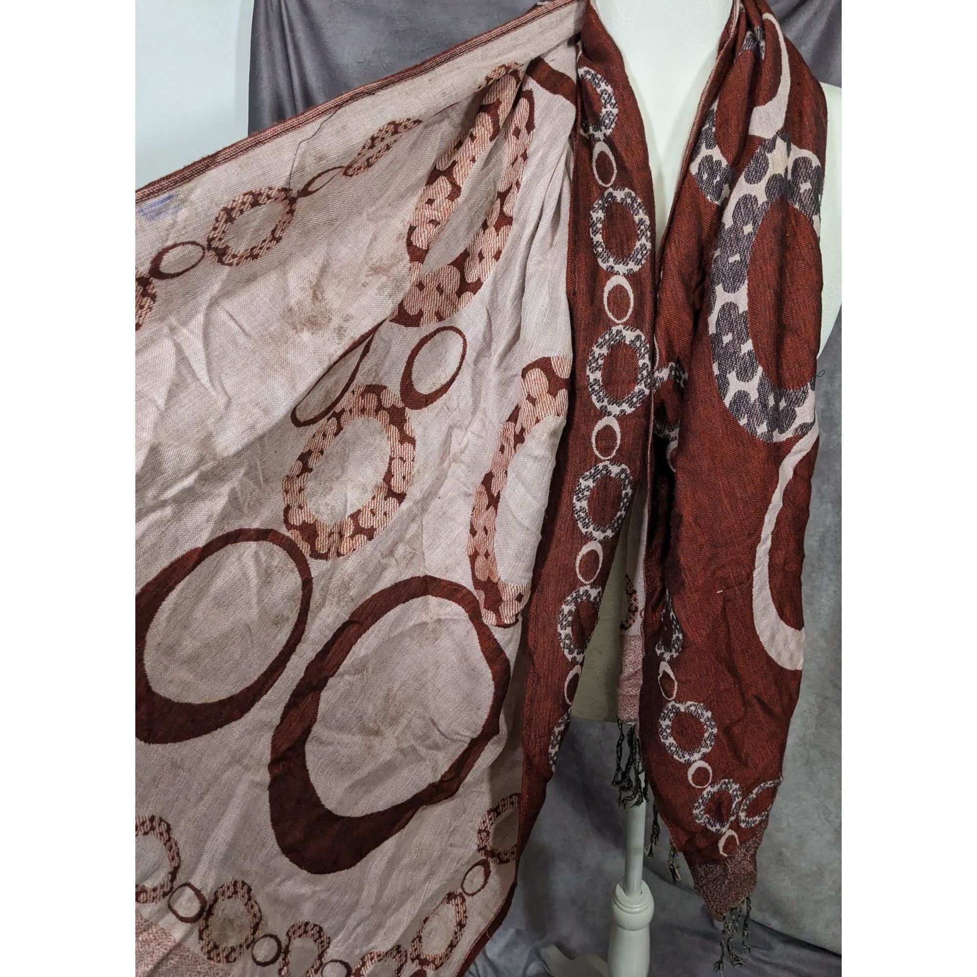Other Pashmina Rust And Cream Bubble Print Scarf Size ONE SIZE - 11 Thumbnail
