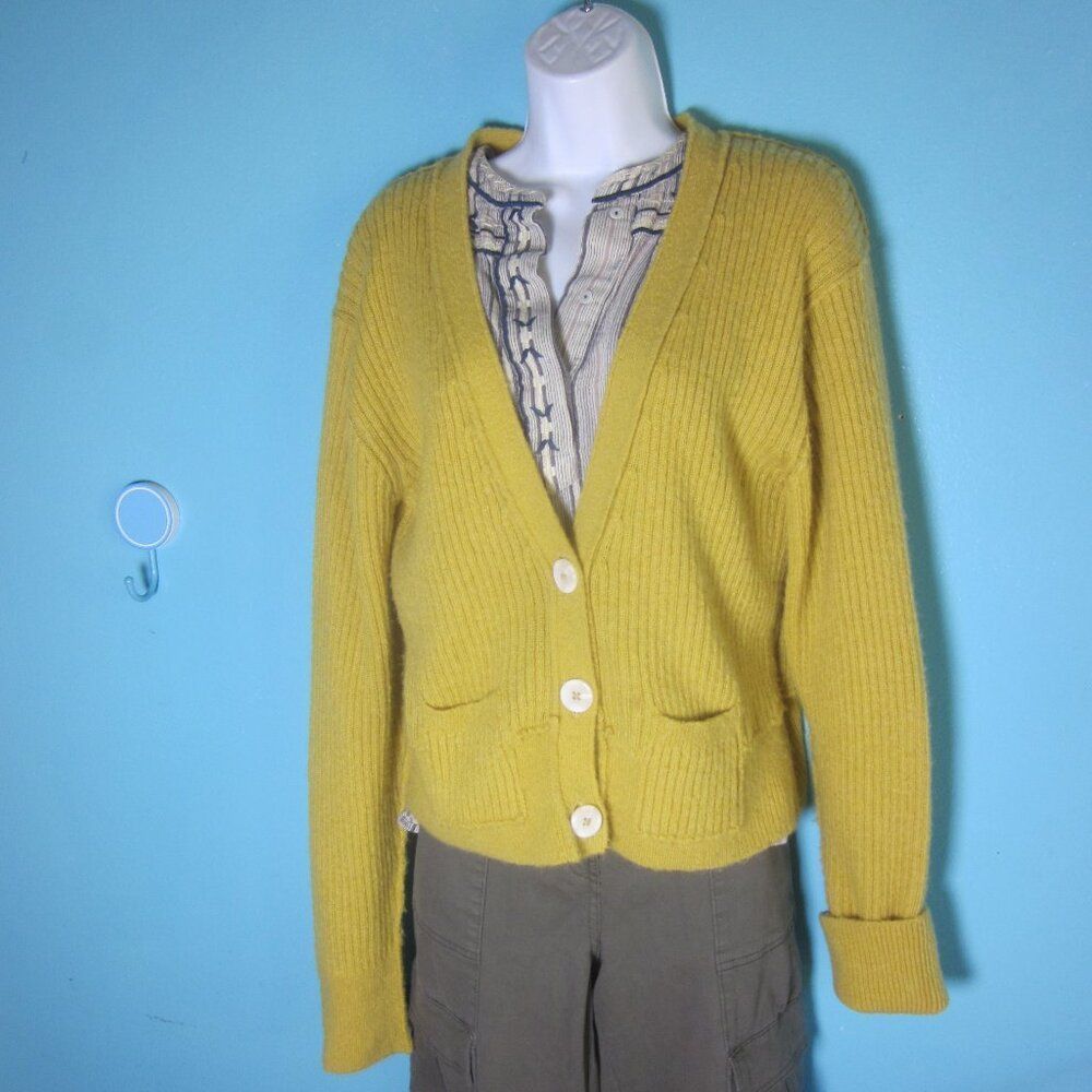 Free People Womens Size L V-Neck Ribbed Button Up Mimosa Mus