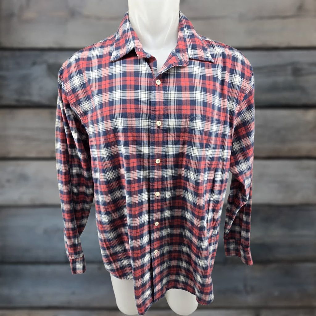 Izod VINTAGE IZOD Saltwater Relaxed Classics Red Plaid L/S Button Down Shirt Mens XL Size US XL / EU 56 / 4 - 1 Thumbnail