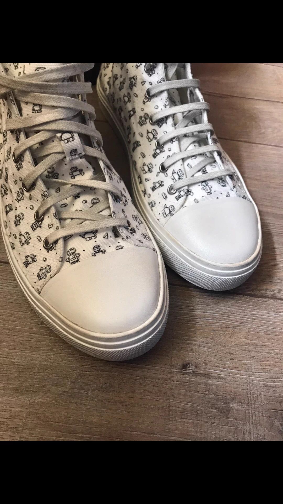 Saint Laurent Paris SLP high-top canvas leather sneakers 42.5 EU Robot Size US 9.5 / EU 42-43 - 5 Thumbnail