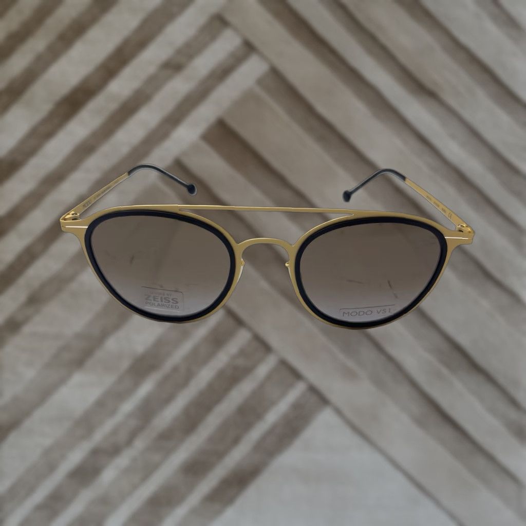 Vintage VINTAGE Modo Polarized Men's Sunglasses Trotter Aviator Titanium Gold 50-22-140 Zeiss Black Green UV 100% Japan Mens Size ONE SIZE - 1 Thumbnail