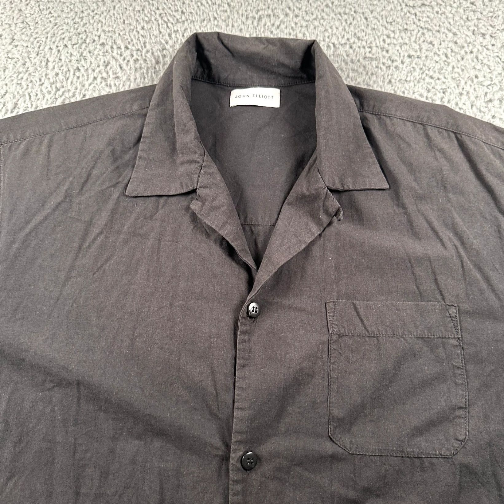 John Elliott John Elliott Camp Shirt Men's Size 2 Black Casual Button Down Loop Collar Size US XS / EU 42 / 0 - 2 Thumbnail