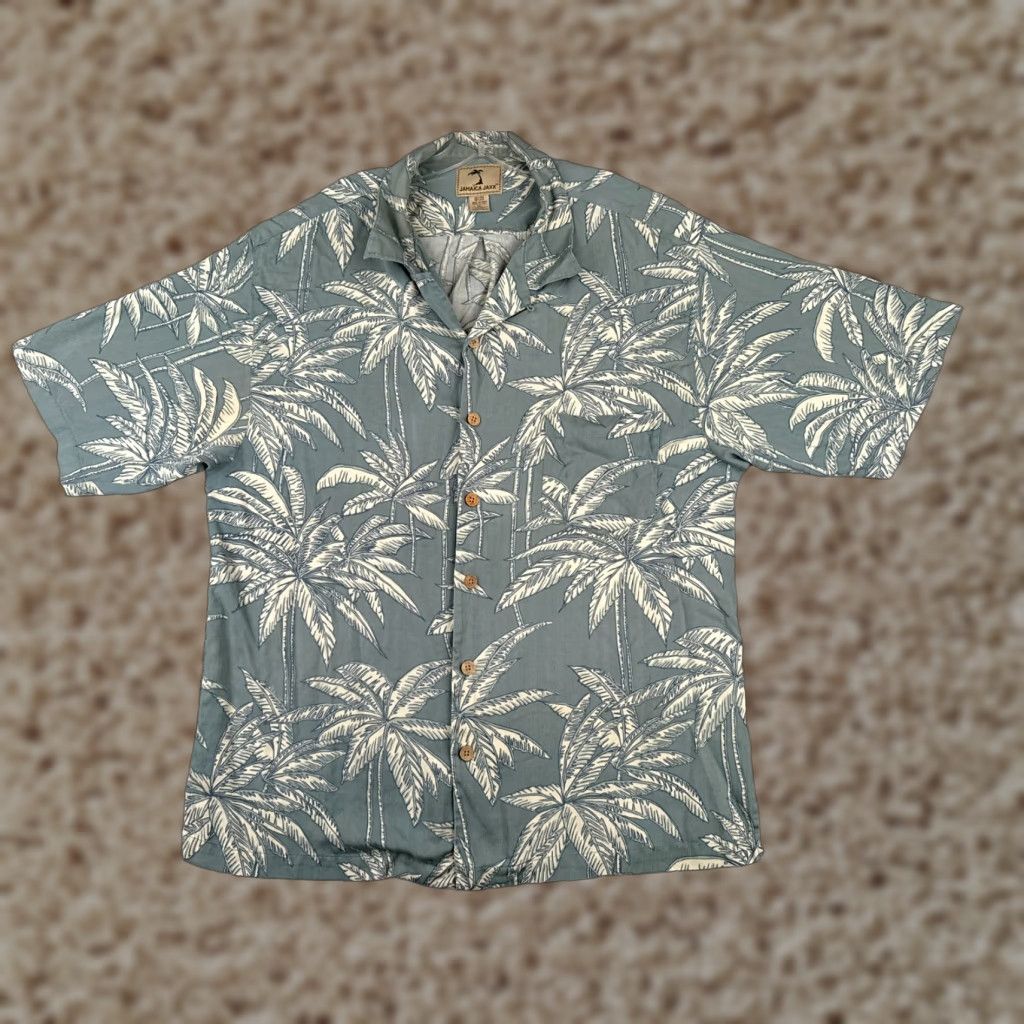 Vintage Jamaica Jaxx Button-Up Shirt Men 2XL Blue Floral Hawaiian Silk Summer Vacation Size US XXL / EU 58 / 5 - 1 Thumbnail