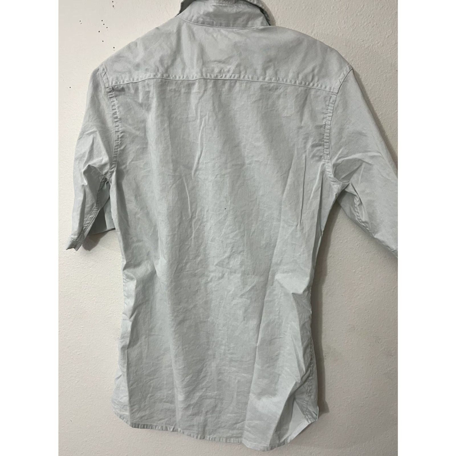 Lee Lee Dungarees Men's Small Solid Button Front Short Sleeve Shirt Blue Size US S / EU 44-46 / 1 - 2 Thumbnail