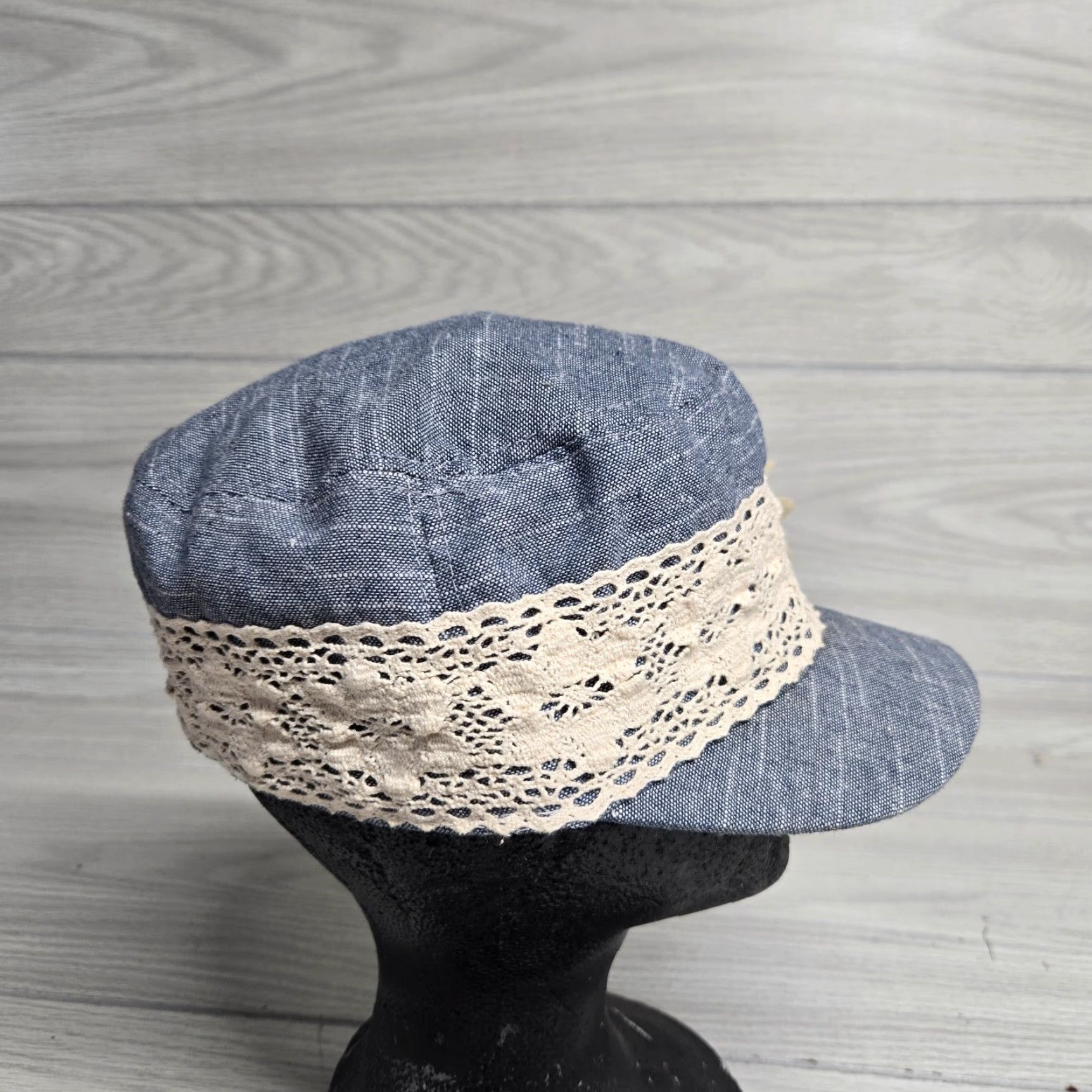 Vintage Elastafit D&Y Blue Hat Cap Floral Adult Women's Baseball Cap Unisex Floral Pattern Blue Hat Cap Ladies Women Size ONE SIZE - 4 Thumbnail