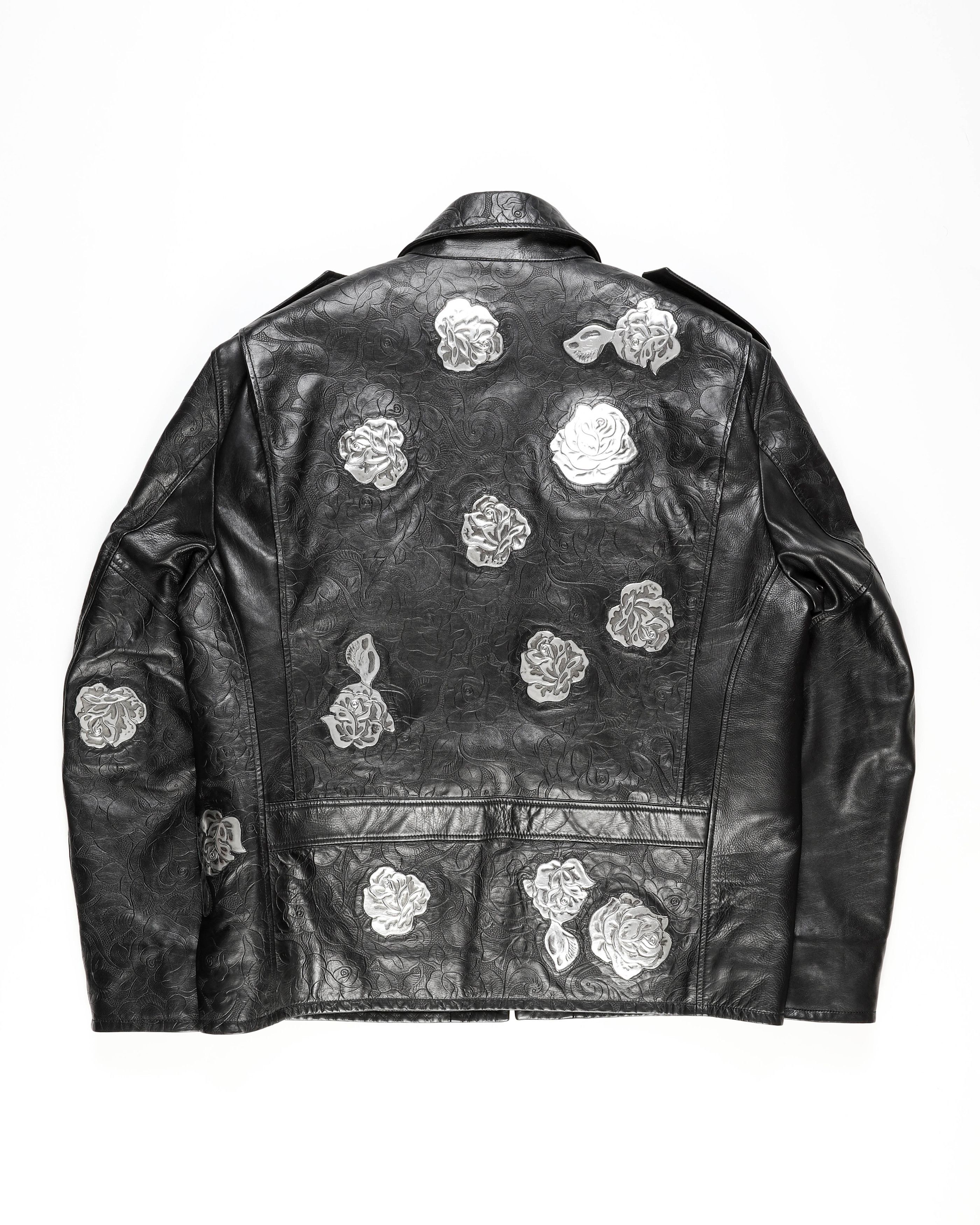 Calvin Klein 205W39NYC FW17 Rose Metal Appliqué Police Leather Jacket Size US L / EU 52-54 / 3 - 3 Thumbnail