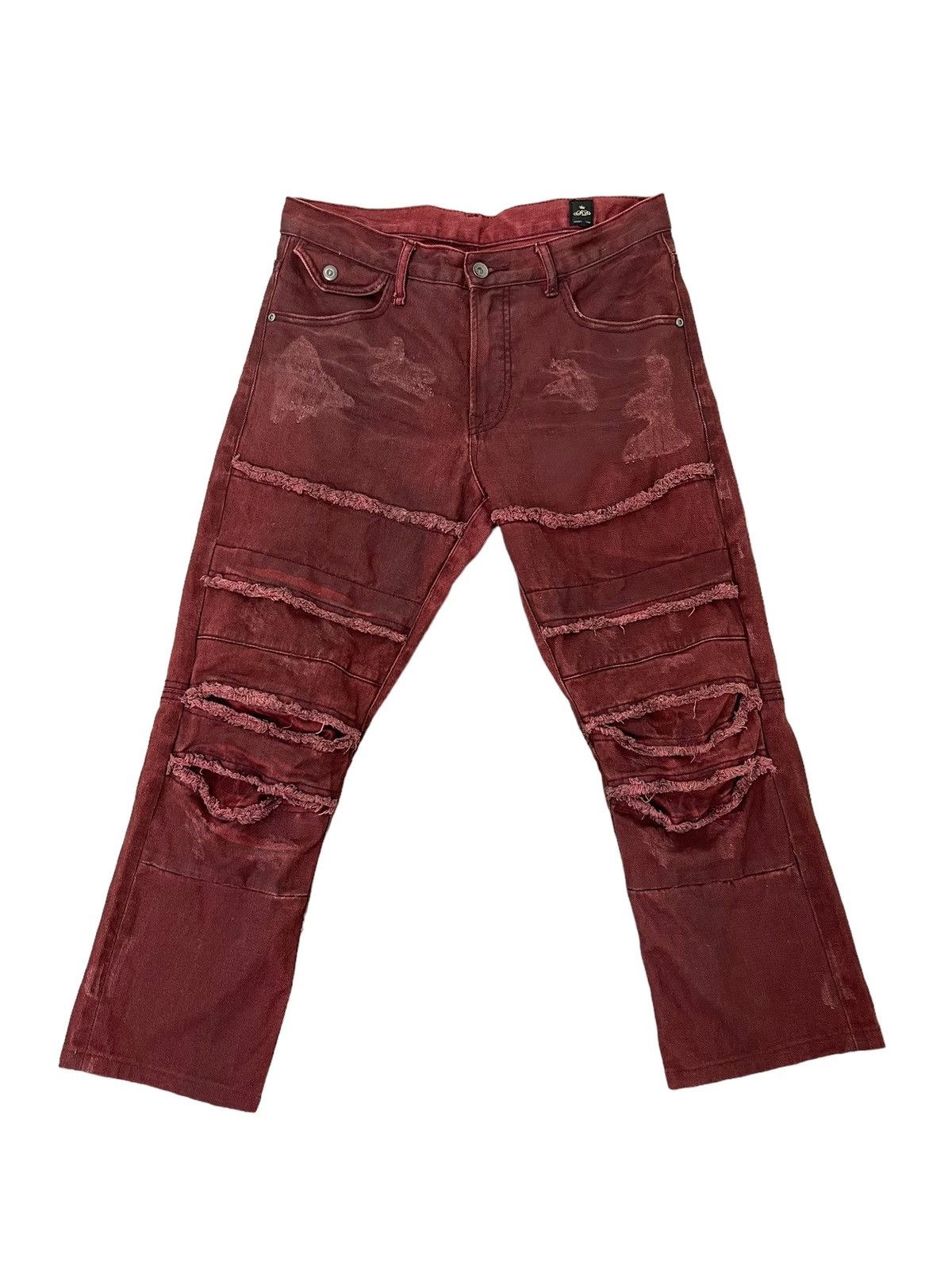 image of Hysteric Glamour Hagi Jeans Semantic Design Bikers Cropp Regular Straight 80 in Burgundy (Size 33)