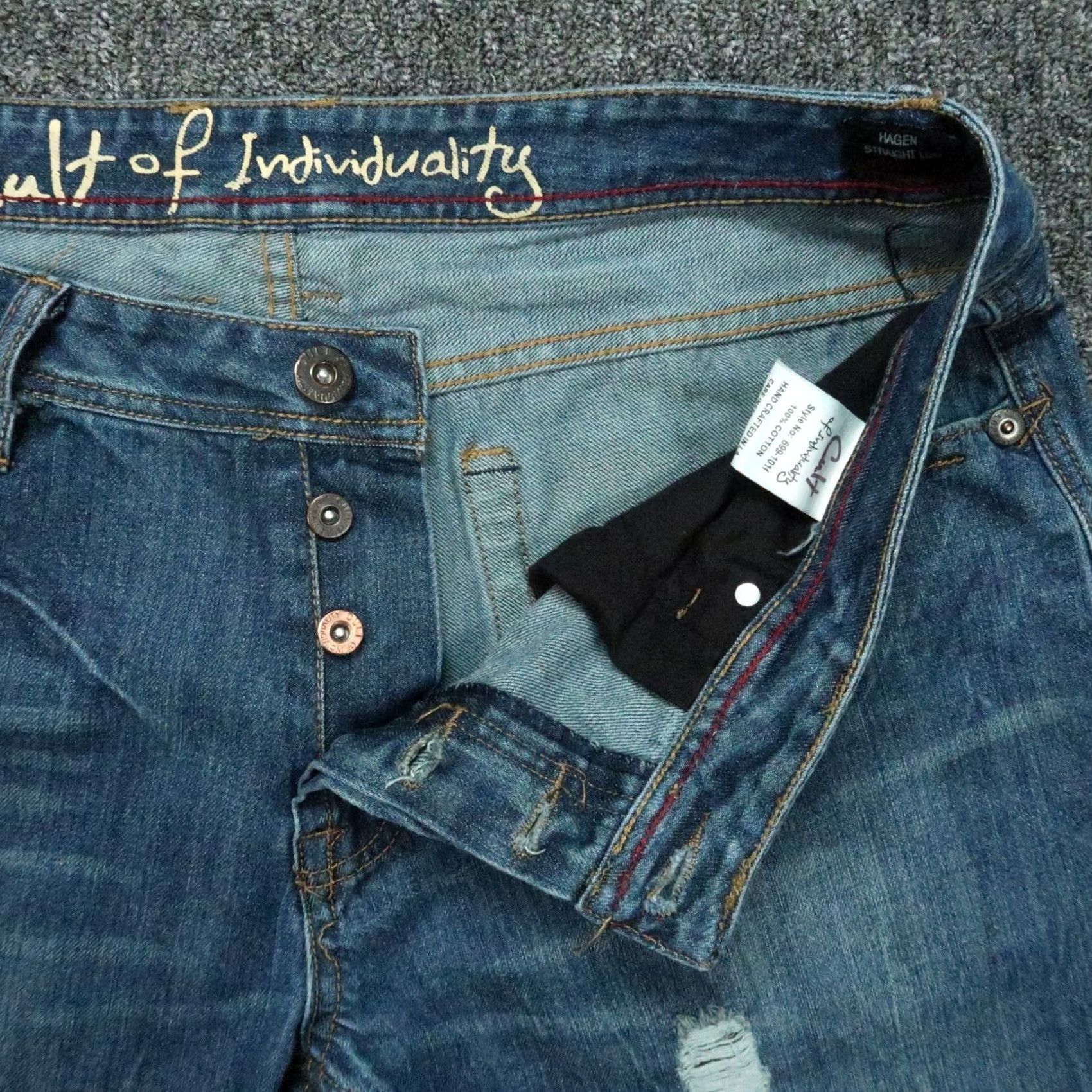 Cult Of Individuality Cult Of Individuality Jeans Mens 38x34 Blue Hagen Straight Leg Distressed Size US 38 / EU 54 - 4 Thumbnail