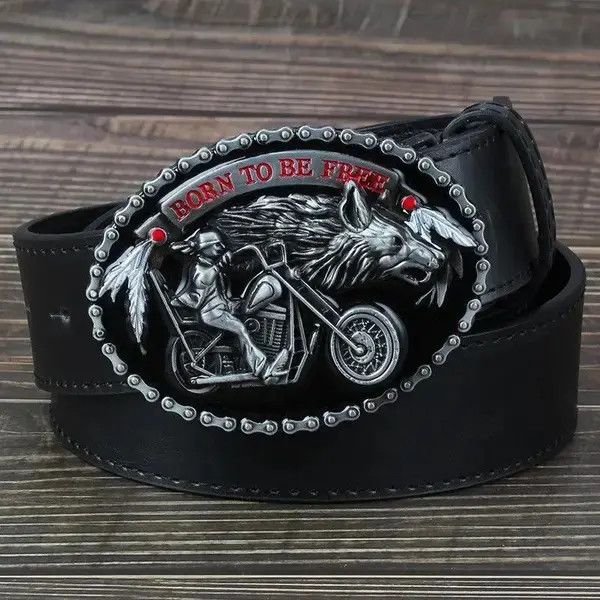 Japanese Brand Motorcycle And Wolf PU Leather Belt Size ONE SIZE - 1 Thumbnail