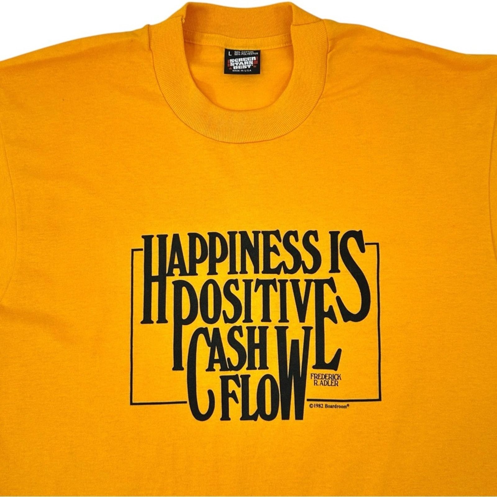 Vintage 1982 RARE Single Stitch Yellow Orange Capitalism Tee Size US L / EU 52-54 / 3 - 7 Thumbnail