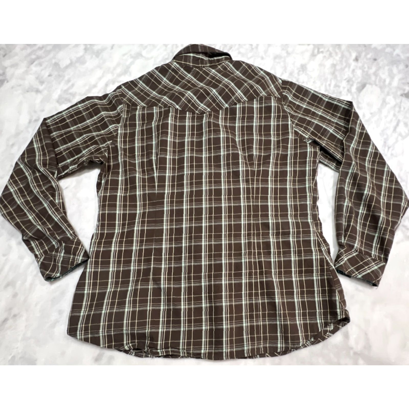 Roper Roper Western Snap Shirt Womens Large Plaid Brown Turquoise Fitted Go West Shirt Woman L Brown Plaid Slim Cotton Size L / US 10 / IT 46 - 5 Thumbnail