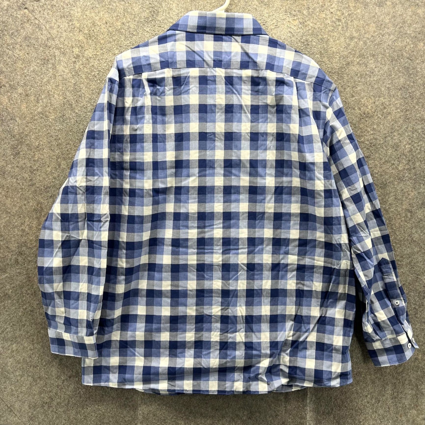 Tommy Hilfiger Tommy Hilfiger Dress Shirt Mens 17.5 32/33 Blue Check Slim Non Iron Long Sleeve Shirt Mens Size 48R - 7 Thumbnail