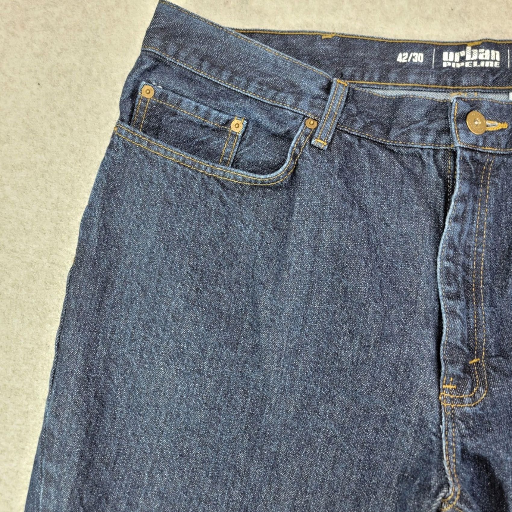 Vintage Urban Pipeline Jeans Mens 42x30Blue Regular Fit Straight Denim Pants Size US 42 / EU 58 - 4 Thumbnail