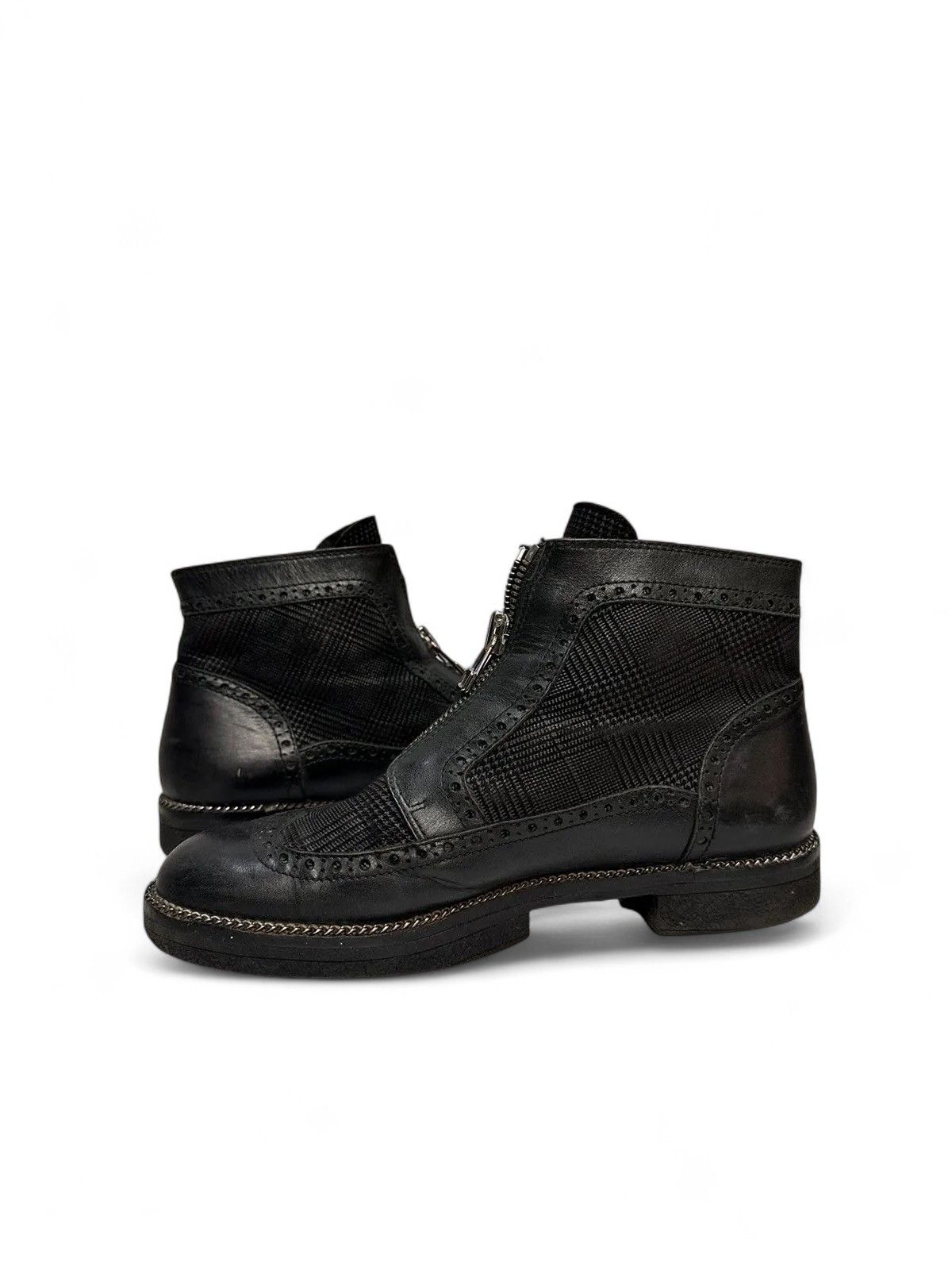 A.S.98 Vintage Orsace Black Leather Brogue Zip Gothic Avantgarde Size US 8 / IT 38 - 7 Thumbnail