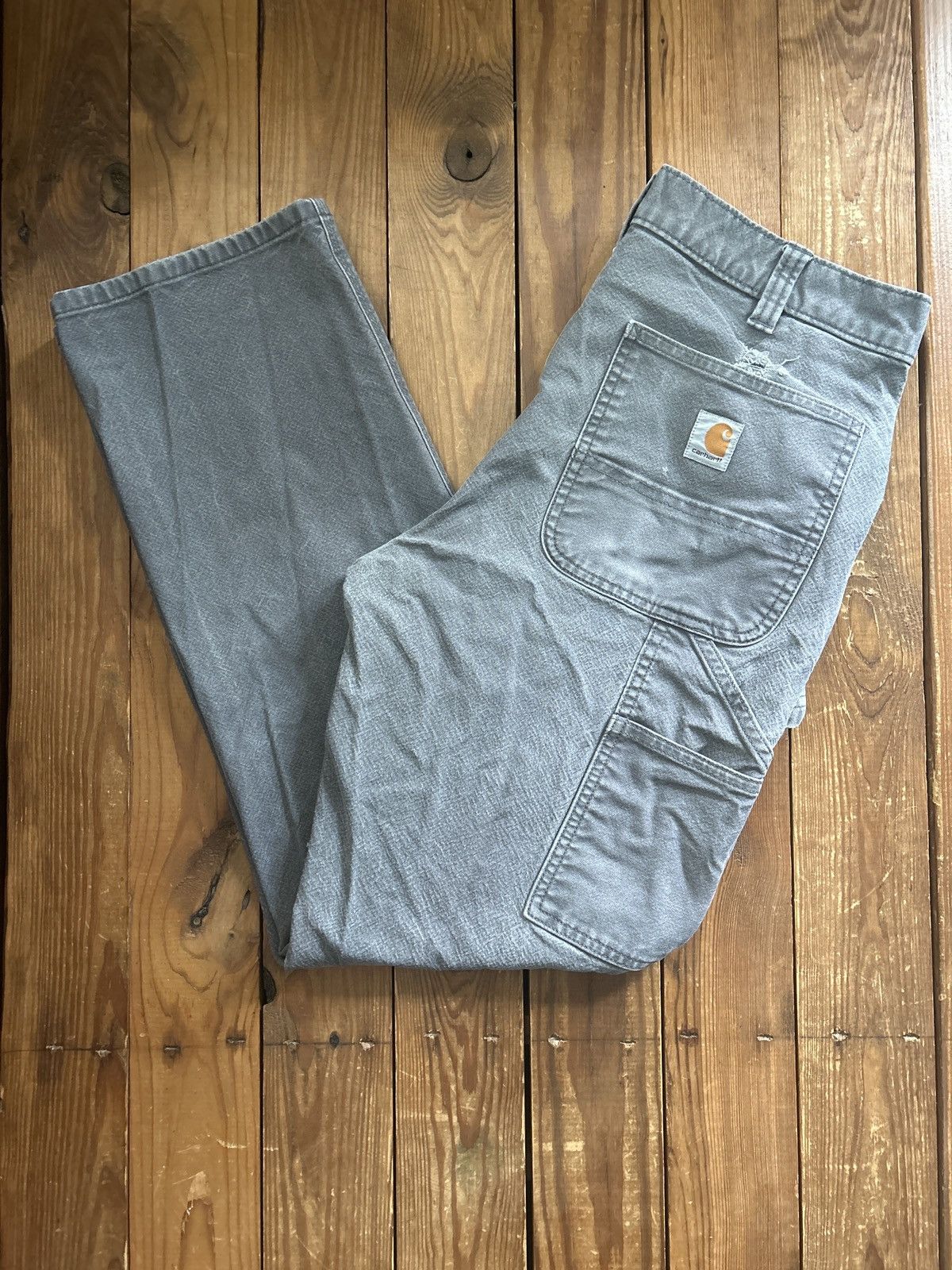 Carhartt × Vintage Vintage Carhartt Distressed Grey Carpenter Work Pants Size US 34 / EU 50 - 1 Thumbnail