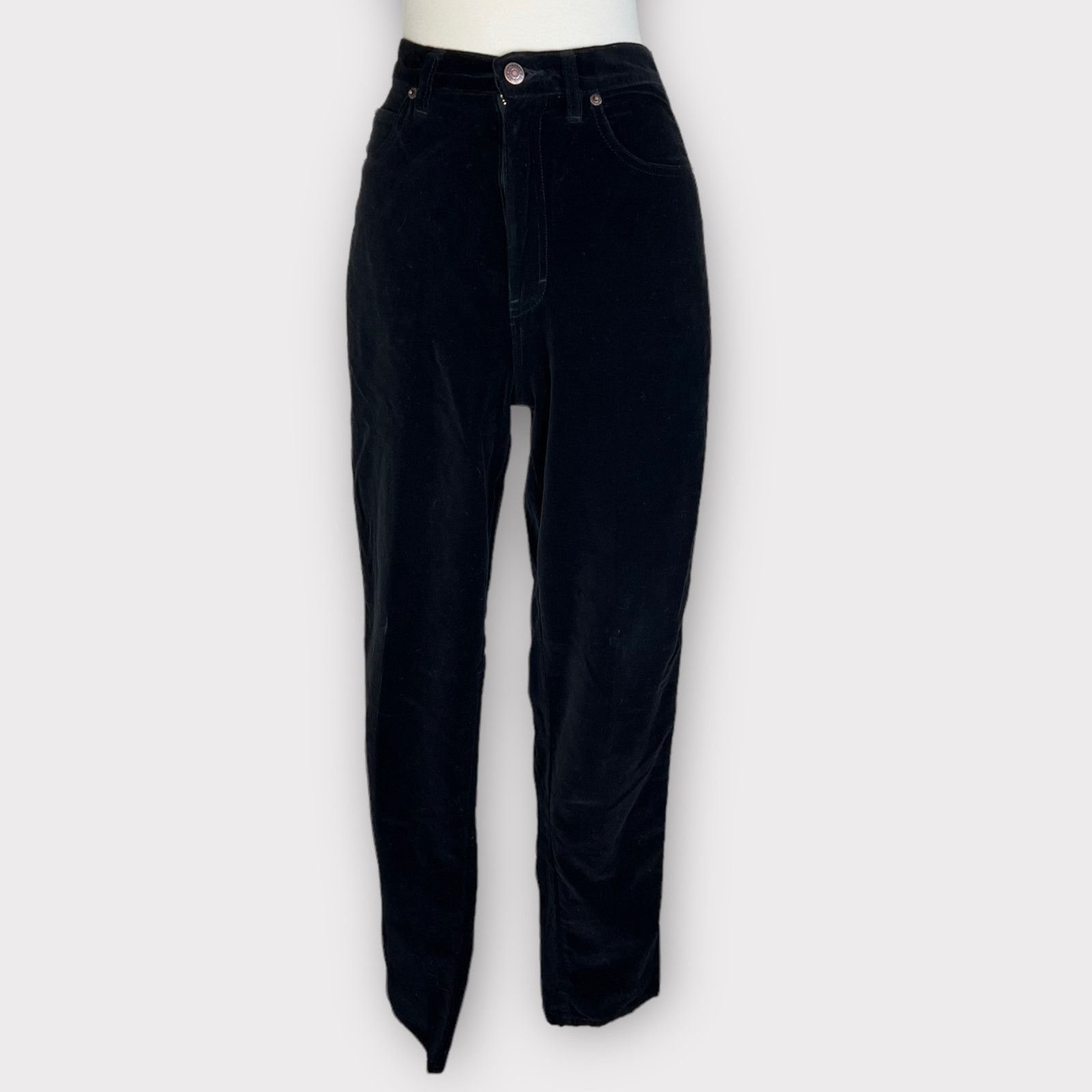 Jordache 90s High Waist Straight Black Velvet Jeans