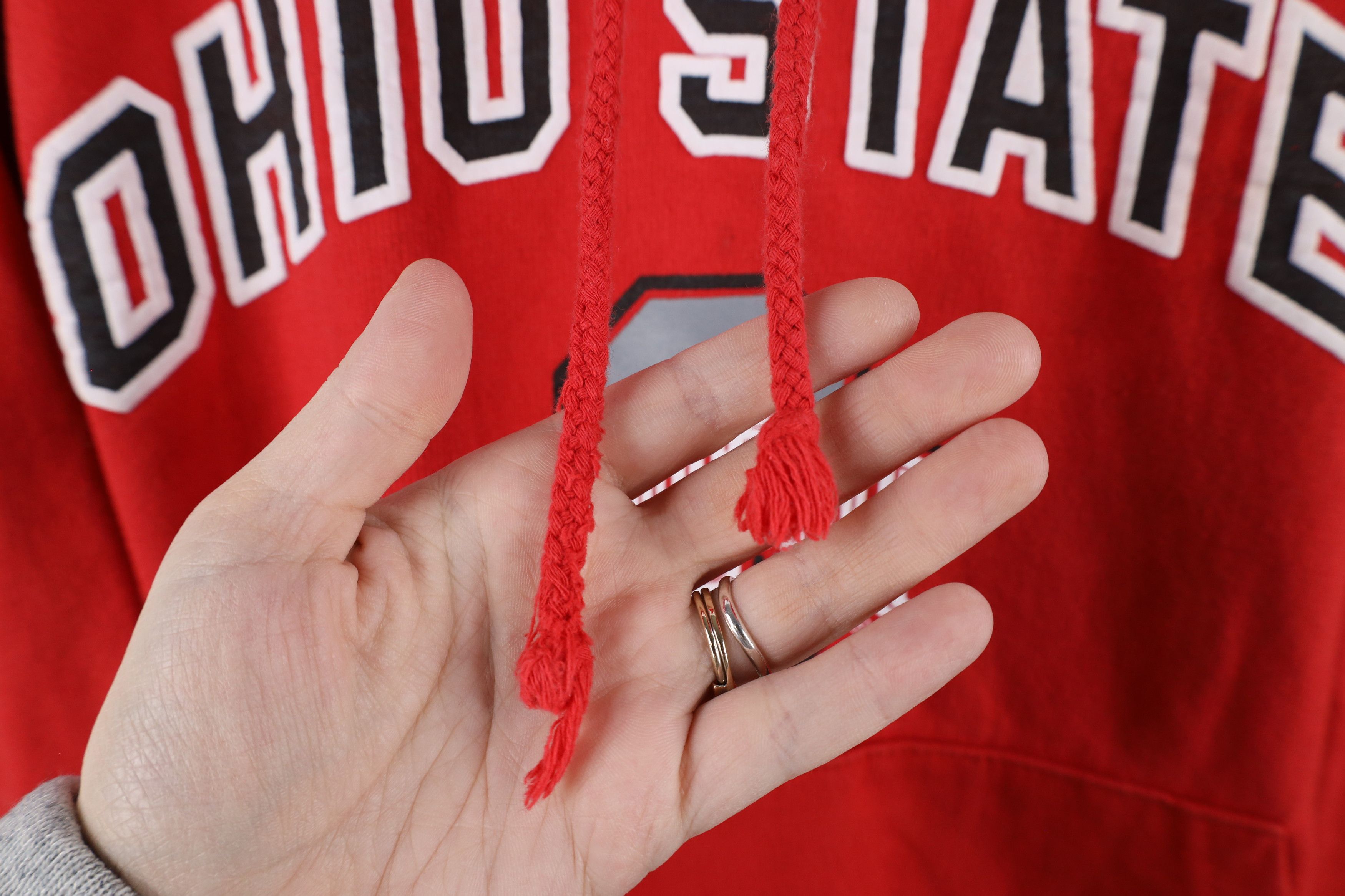 Vintage Vintage 90s Ohio State University Hoodie Sweatshirt Red Size US XL / EU 56 / 4 - 4 Thumbnail