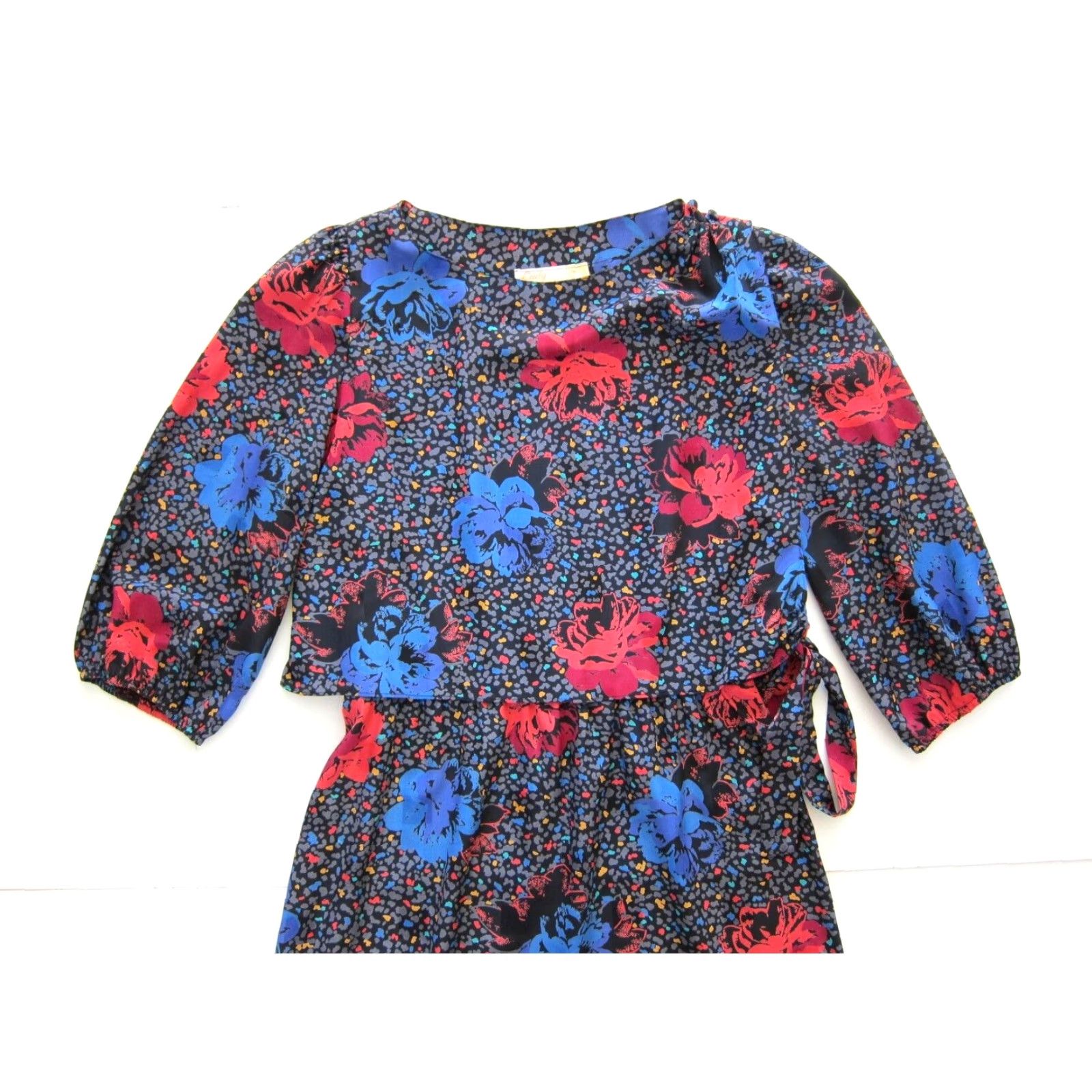 Vintage VINTAGE Lady Carol New York Floral 3/4 Sleeve Sheath Dress Size 12 Gray Red Blue White Size XL / US 12-14 / IT 48-50 - 3 Thumbnail